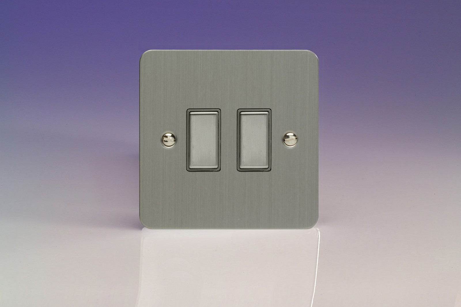 Varilight JFSES002 Ultraflat Brushed Steel 2-Gang Tactile Touch Control Dimming Slave for use with Multi-Point Touch or Remote Master on 2-Way Circuits