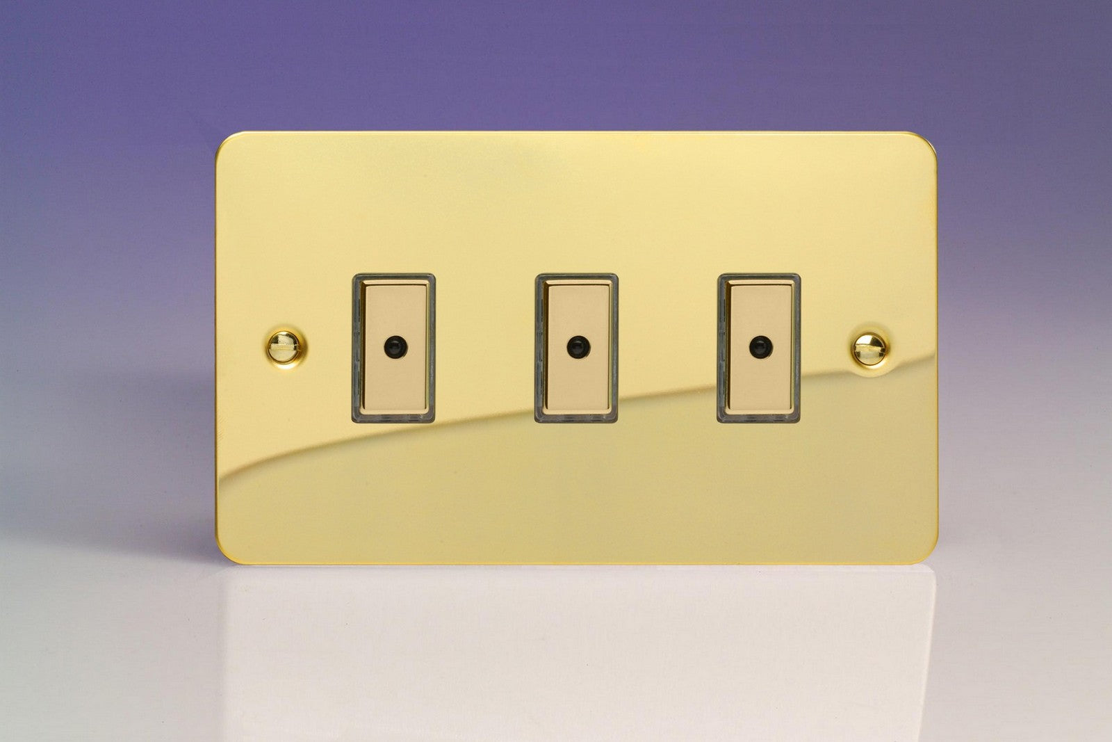 Varilight JFVE103 Ultraflat Polished Brass 3-Gang Multi-Way Remote/Tactile Touch Control Master LED Dimmer 3 x 0-100W (1-10 LEDs)