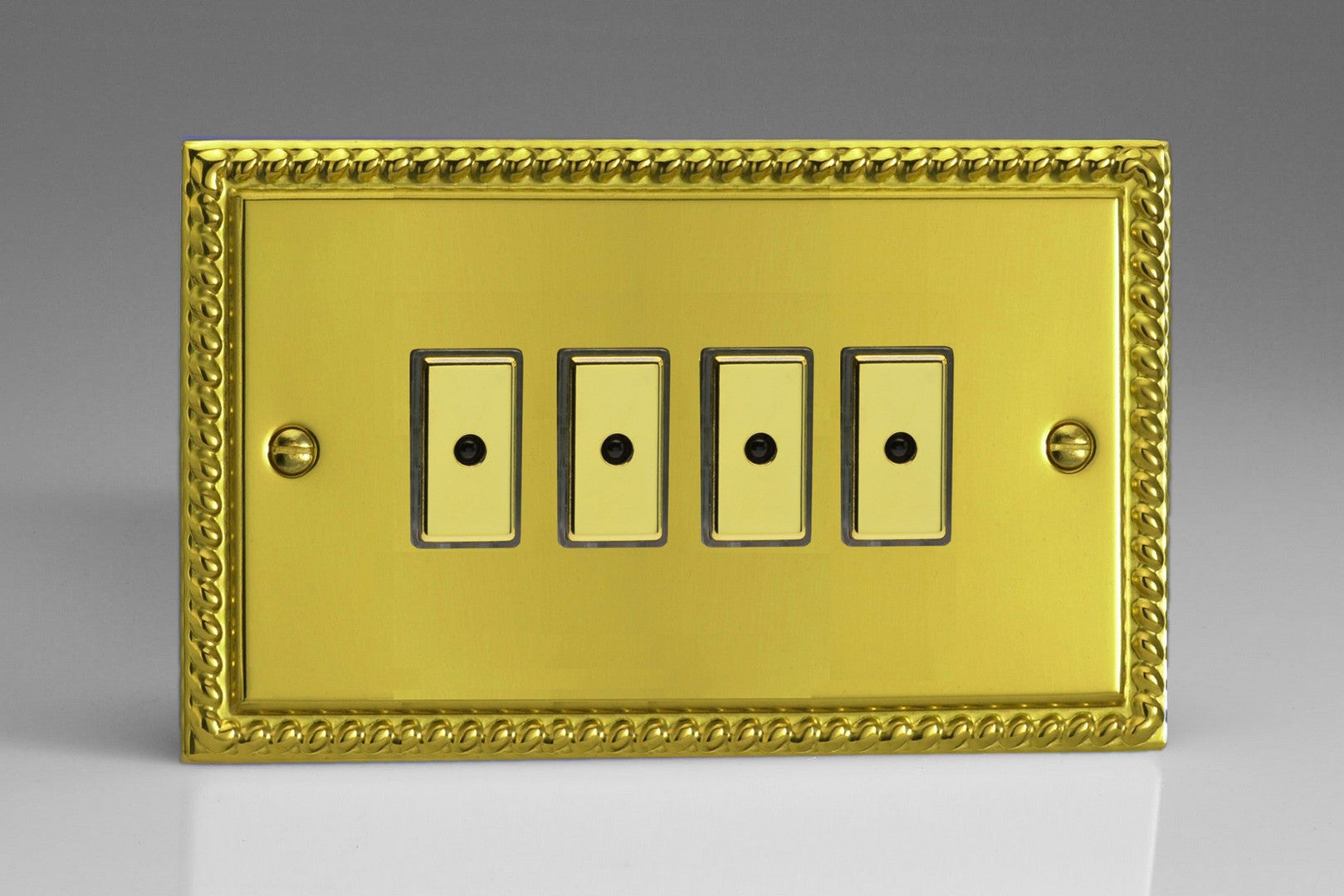 Varilight JGE104 Classic Georgian Brass 4-Gang Multi-Way Remote/Tactile Touch Control Master LED Dimmer 4 x 0-100W (1-10 LEDs)