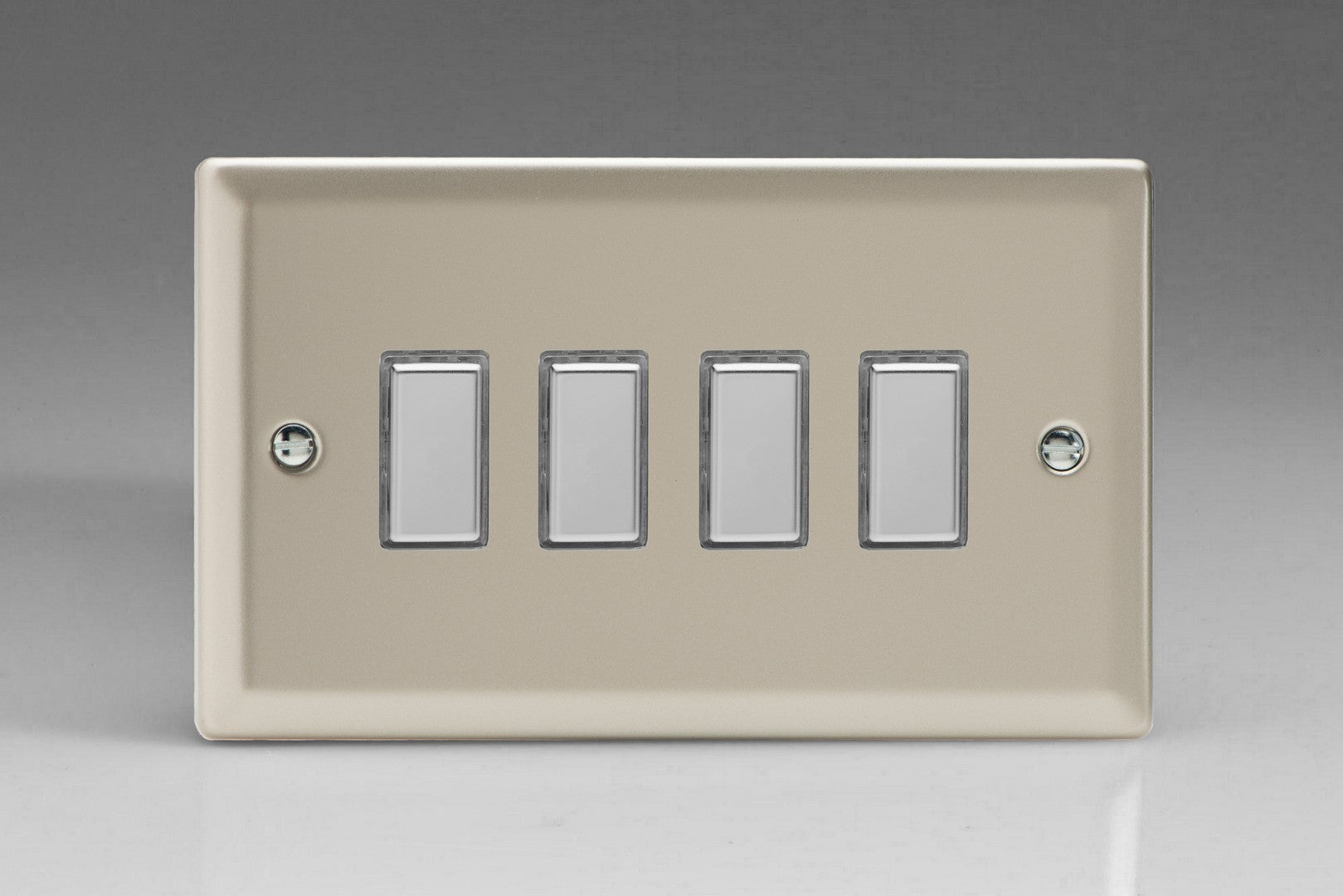 Varilight JNES004 Classic Satin Chrome 4-Gang Tactile Touch Control Dimming Slave for use with Multi-Point Touch or Remote Master on 2-Way Circuits (Twin Plate)