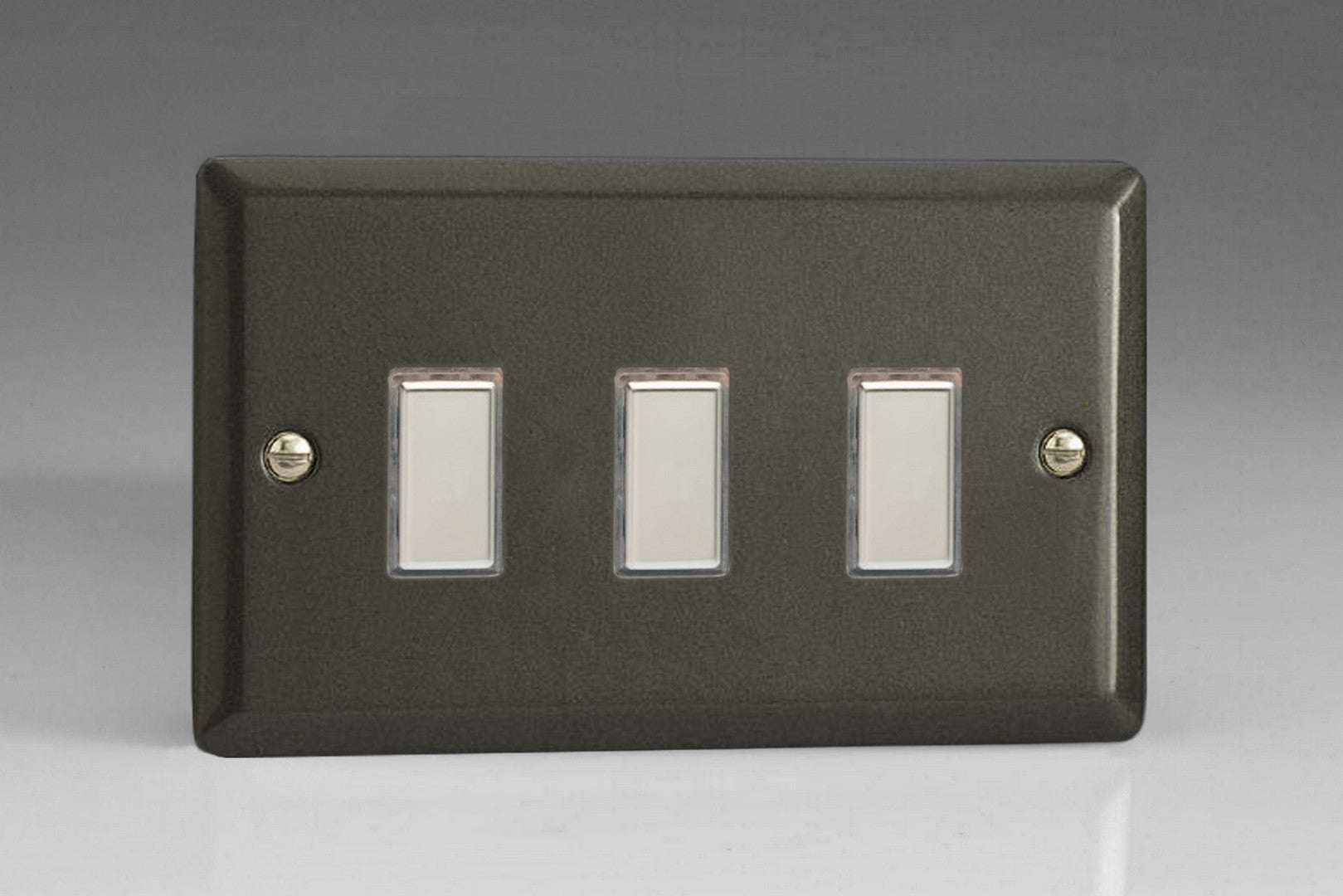 Varilight JPES003 Classic Graphite 21 3-Gang Tactile Touch Control Dimming Slave for use with Multi-Point Touch or Remote Master on 2-Way Circuits (Twin Plate)