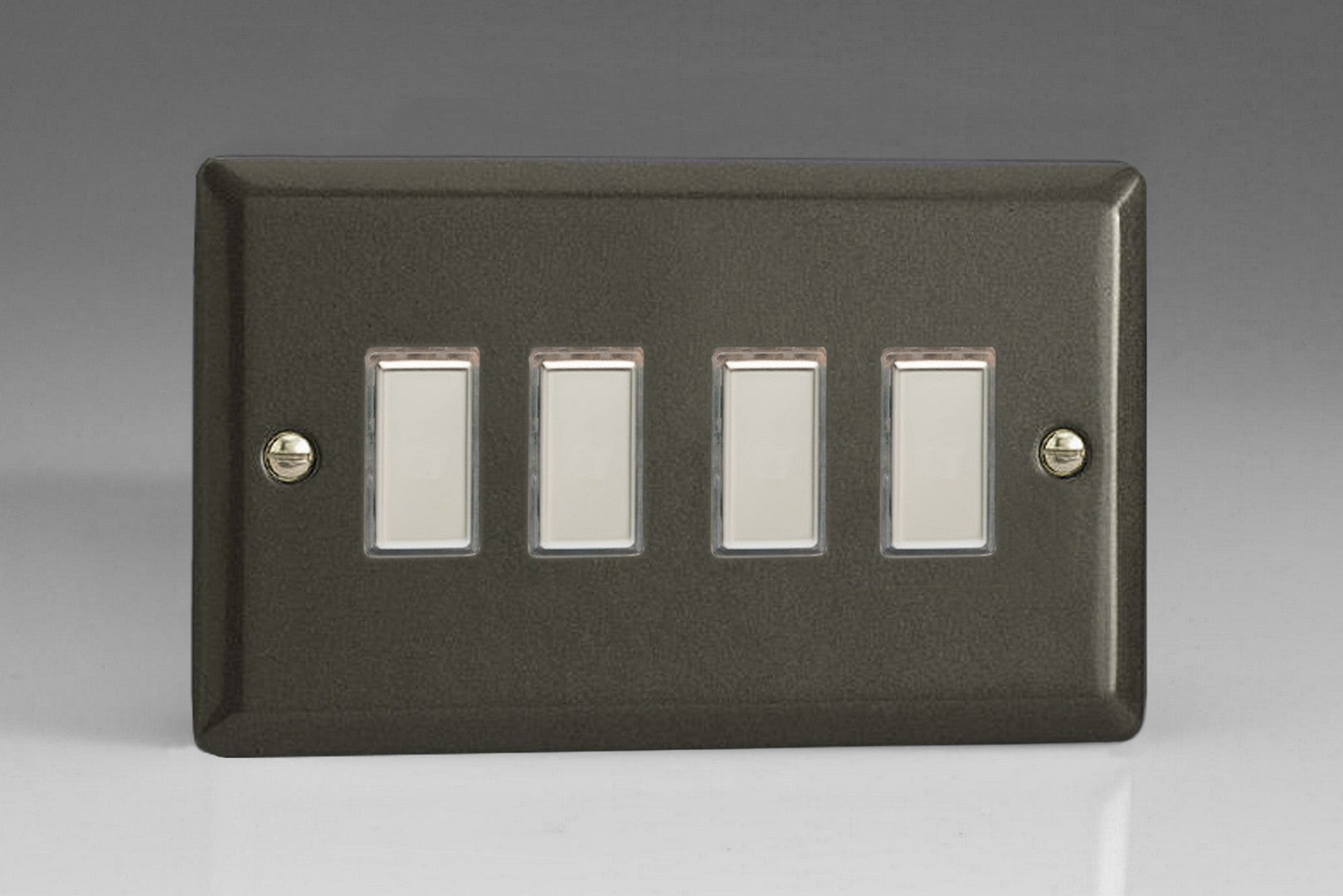 Varilight JPES004 Classic Graphite 21 4-Gang Tactile Touch Control Dimming Slave for use with Multi-Point Touch or Remote Master on 2-Way Circuits (Twin Plate)