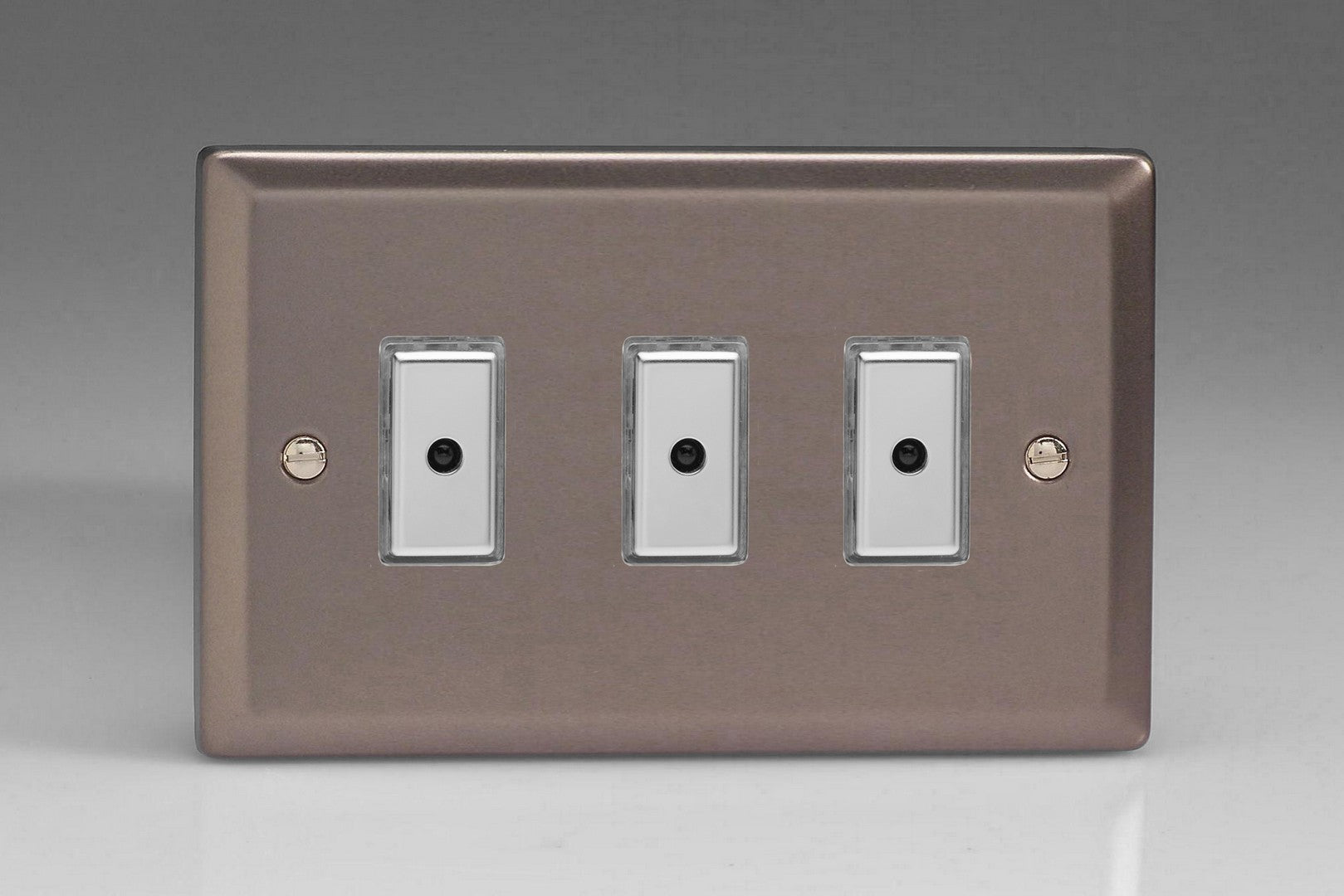 Varilight JRE103 Classic Pewter 3-Gang Multi-Way Remote/Tactile Touch Control Master LED Dimmer 3 x 0-100W (1-10 LEDs)