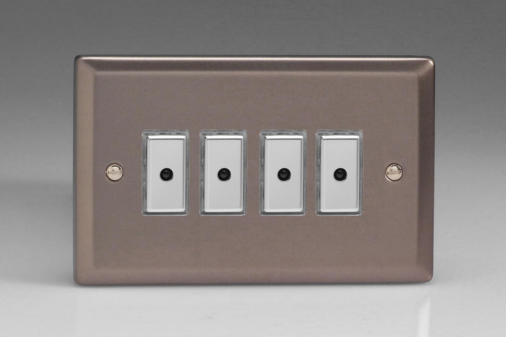 Varilight JRE104 Classic Pewter 4-Gang Multi-Way Remote/Tactile Touch Control Master LED Dimmer 4 x 0-100W (1-10 LEDs)