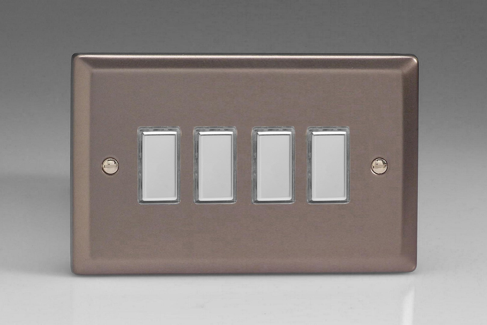 Varilight JRES004 Classic Pewter 4-Gang Tactile Touch Control Dimming Slave for use with Multi-Point Touch or Remote Master on 2-Way Circuits (Twin Plate)