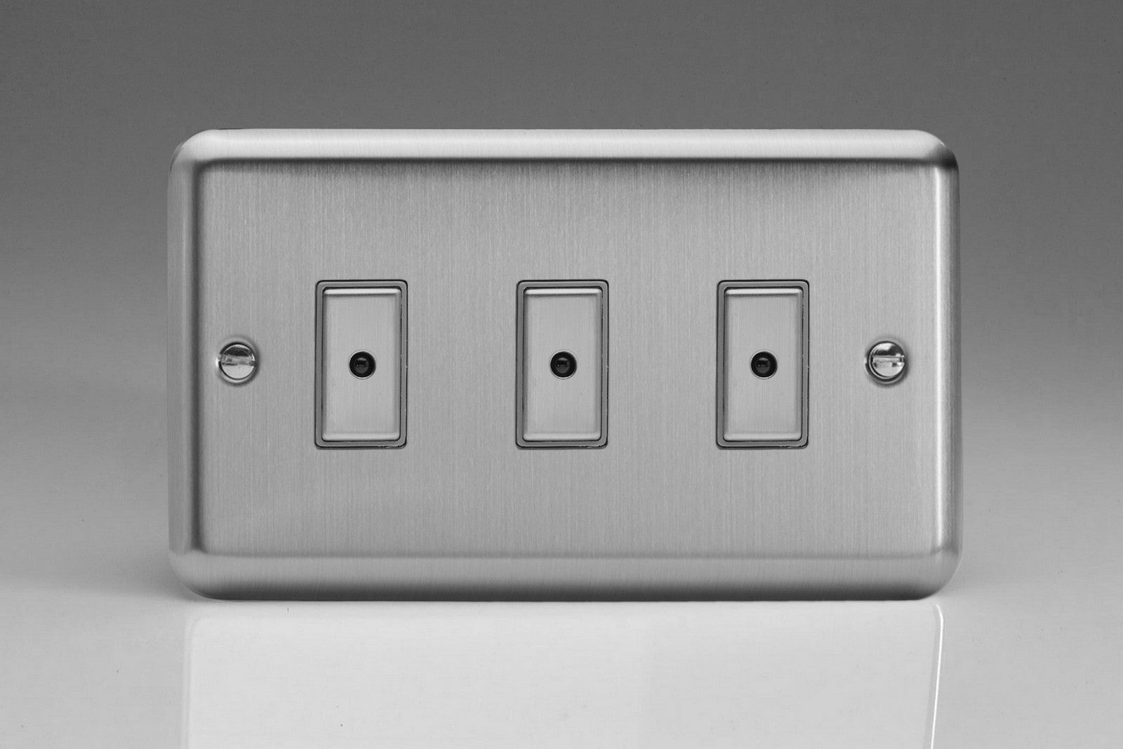 Varilight JSE103 Value Matt Chrome 3-Gang Multi-Way Remote/Tactile Touch Control Master LED Dimmer 3 x 0-100W (1-10 LEDs)