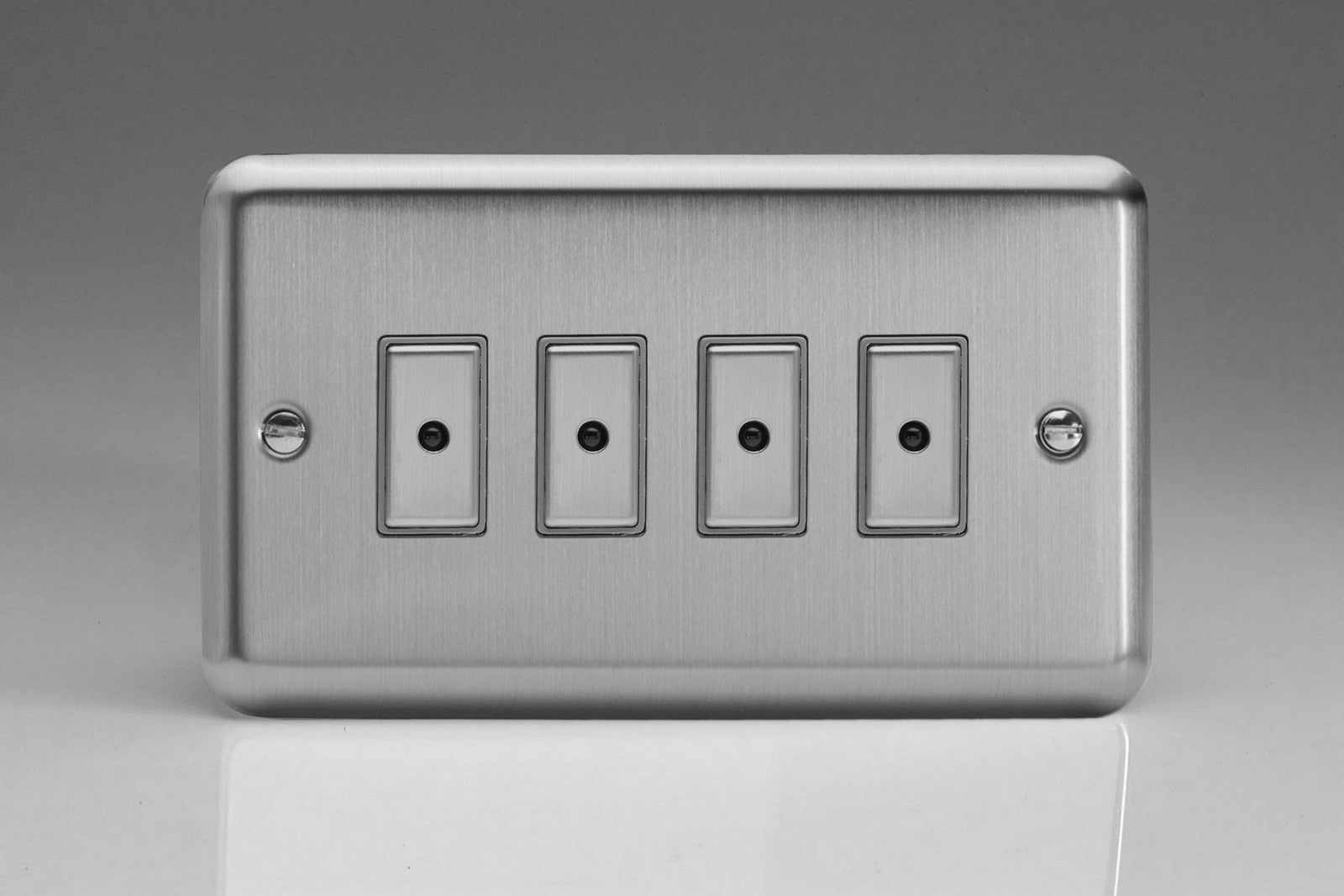Varilight JSE104 Value Matt Chrome 4-Gang Multi-Way Remote/Tactile Touch Control Master LED Dimmer 4 x 0-100W (1-10 LEDs)