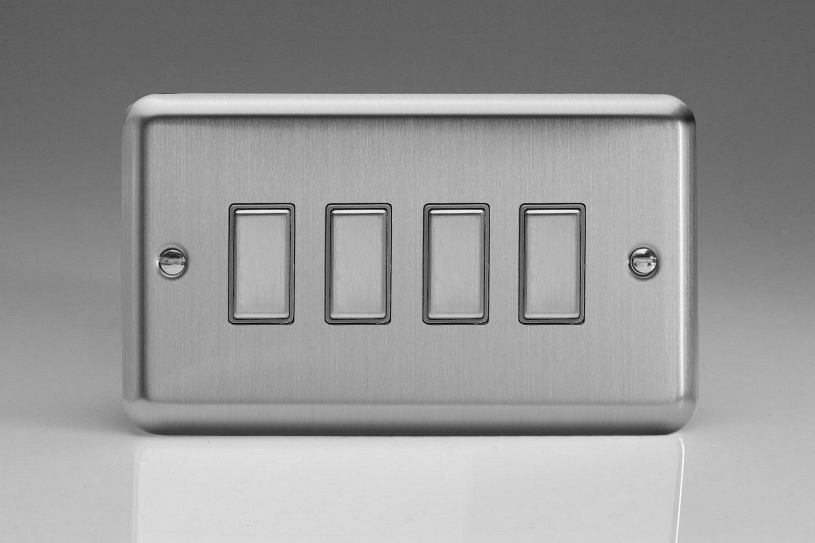 Varilight JSES004 Value Matt Chrome 4-Gang Tactile Touch Control Dimming Slave for use with Multi-Point Touch or Remote Master on 2-Way Circuits (Twin Plate)