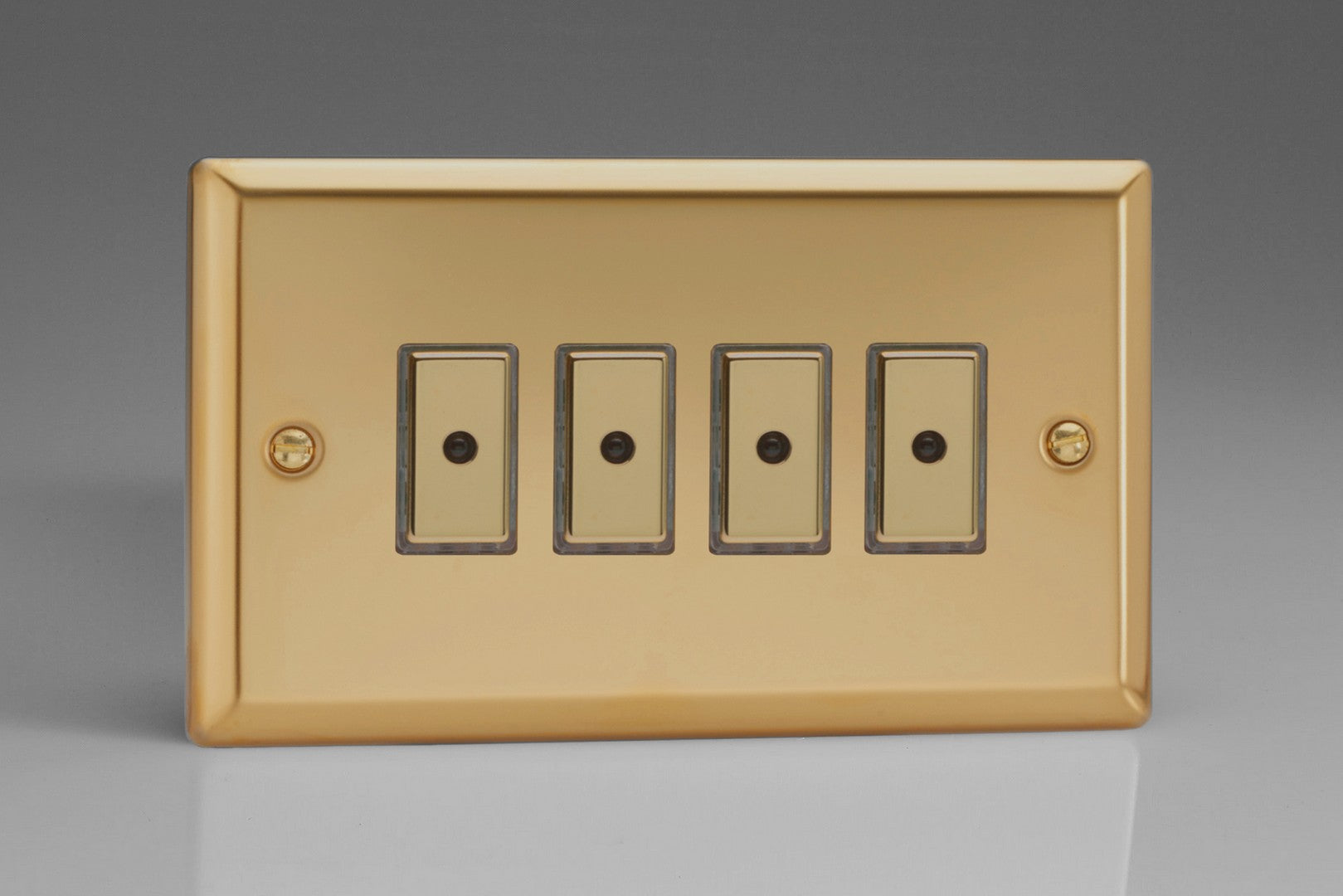 Varilight JVE104 Classic Victorian Brass 4-Gang Multi-Way Remote/Tactile Touch Control Master LED Dimmer 4 x 0-100W (1-10 LEDs)