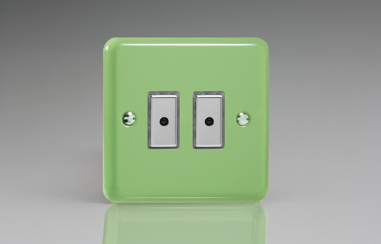 Varilight JYE102.BG Lily Beryl Green 2-Gang Multi-Way Remote/Tactile Touch Control Master LED Dimmer 2 x 0-100W (1-10 LEDs)