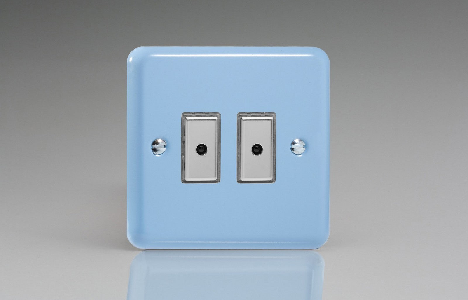 Varilight JYE102.DB Lily Duck Egg Blue 2-Gang Multi-Way Remote/Tactile Touch Control Master LED Dimmer 2 x 0-100W (1-10 LEDs)