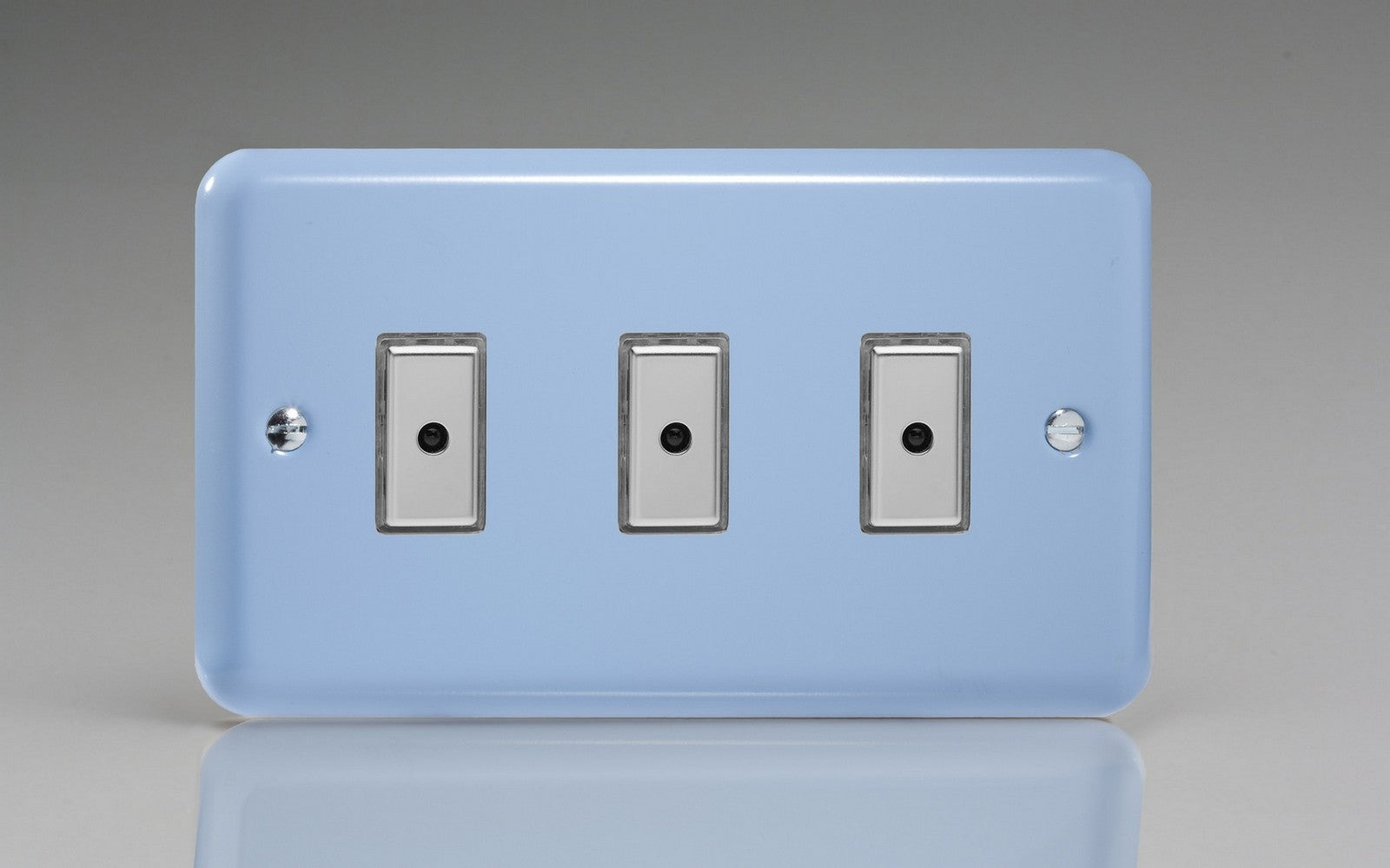 Varilight JYE103.DB Lily Duck Egg Blue 3-Gang Multi-Way Remote/Tactile Touch Control Master LED Dimmer 3 x 0-100W (1-10 LEDs)