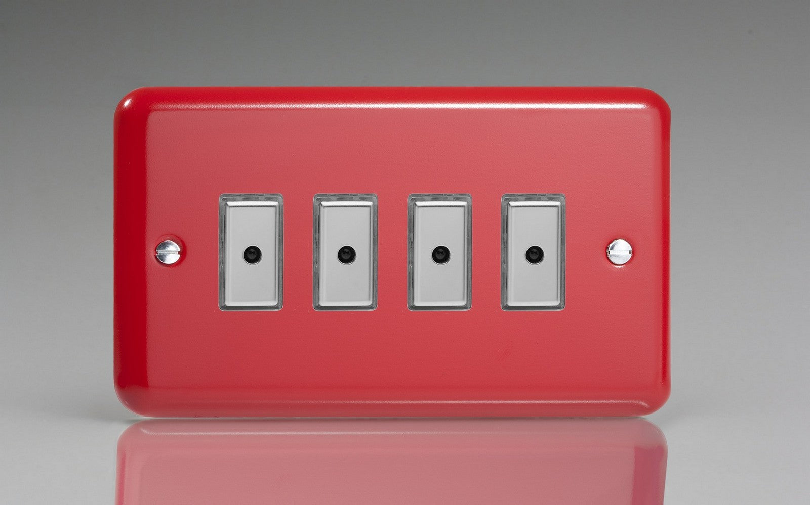Varilight JYE104.PR Lily Pillar Box Red 4-Gang Multi-Way Remote/Tactile Touch Control Master LED Dimmer 4 x 0-100W (1-10 LEDs)