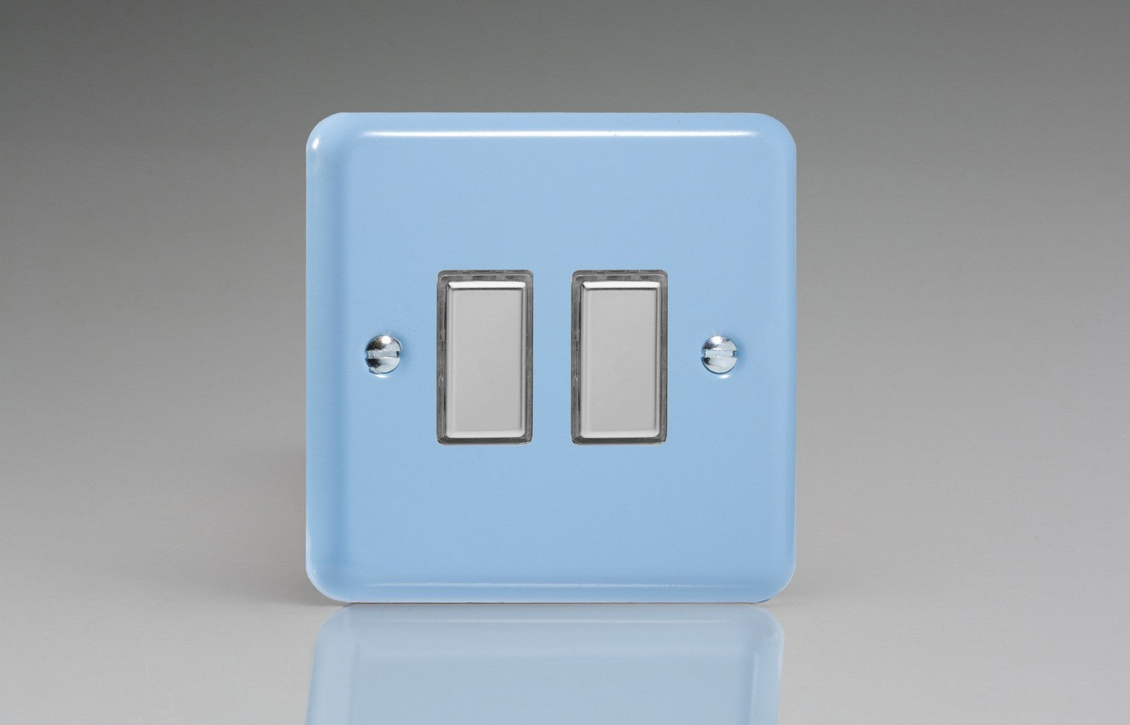 Varilight JYES002.DB Lily Duck Egg Blue 2-Gang Tactile Touch Control Dimming Slave for use with Multi-Point Touch or Remote Master on 2-Way Circuits