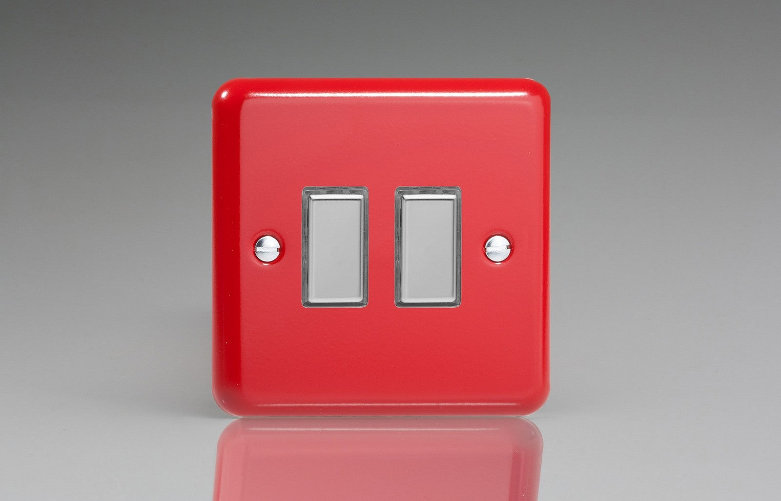 Varilight JYES002.PR Lily Pillar Box Red 2-Gang Tactile Touch Control Dimming Slave for use with Multi-Point Touch or Remote Master on 2-Way Circuits