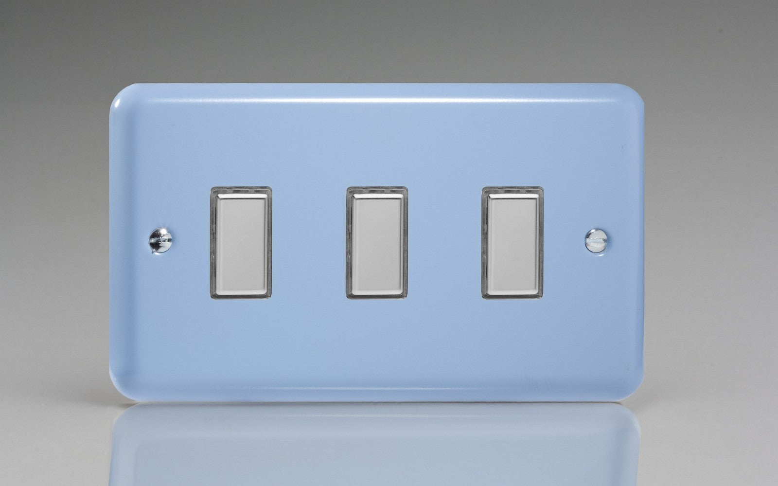 Varilight JYES003.DB Lily Duck Egg Blue 3-Gang Tactile Touch Control Dimming Slave for use with Multi-Point Touch or Remote Master on 2-Way Circuits (Twin Plate)