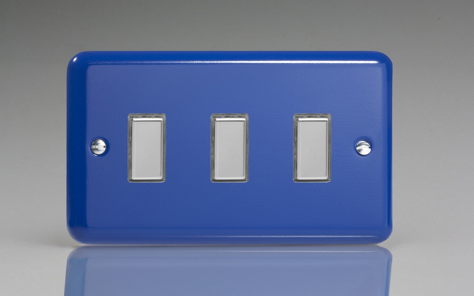 Varilight JYES003.RB Lily Reflex Blue 3-Gang Tactile Touch Control Dimming Slave for use with Multi-Point Touch or Remote Master on 2-Way Circuits (Twin Plate)
