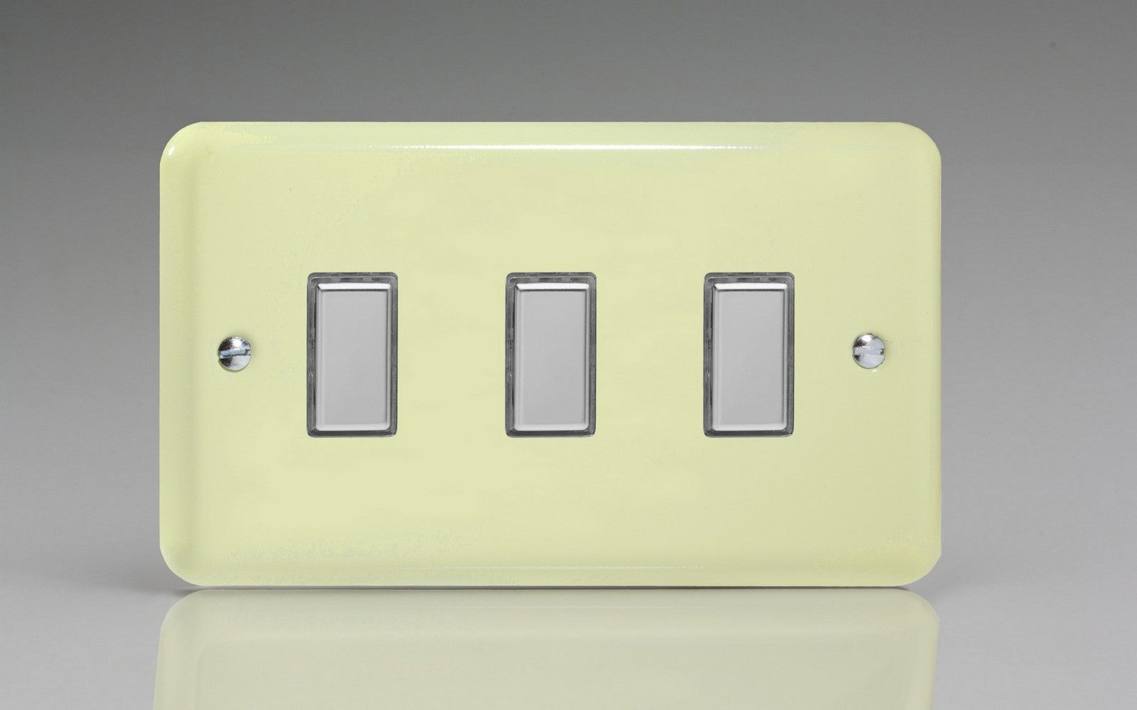 Varilight JYES003.WC Lily White Chocolate 3-Gang Tactile Touch Control Dimming Slave for use with Multi-Point Touch or Remote Master on 2-Way Circuits (Twin Plate)