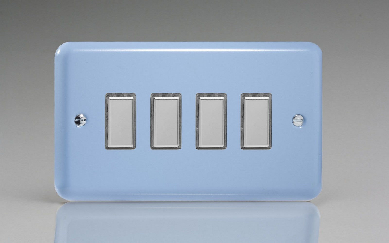 Varilight JYES004.DB Lily Duck Egg Blue 4-Gang Tactile Touch Control Dimming Slave for use with Multi-Point Touch or Remote Master on 2-Way Circuits (Twin Plate)