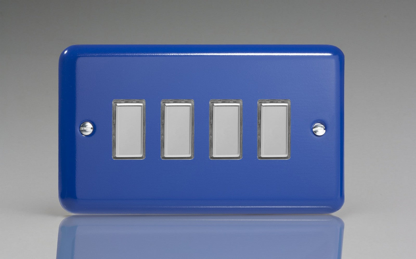 Varilight JYES004.RB Lily Reflex Blue 4-Gang Tactile Touch Control Dimming Slave for use with Multi-Point Touch or Remote Master on 2-Way Circuits (Twin Plate)