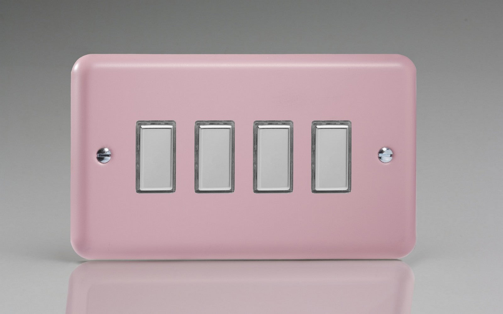 Varilight JYES004.RP Lily Rose Pink 4-Gang Tactile Touch Control Dimming Slave for use with Multi-Point Touch or Remote Master on 2-Way Circuits (Twin Plate)