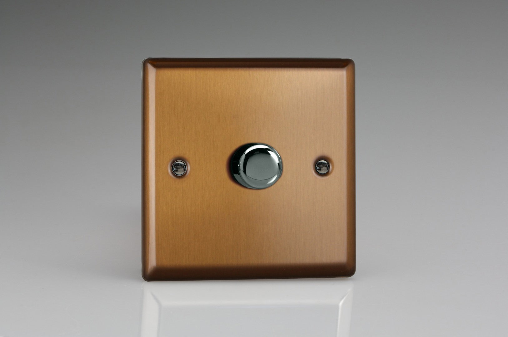 Varilight JYP401.BZ Urban Brushed Bronze 1-Gang 2-Way Push-On/Off Rotary LED Dimmer 1 x 0-100W (Max 10 LEDs)