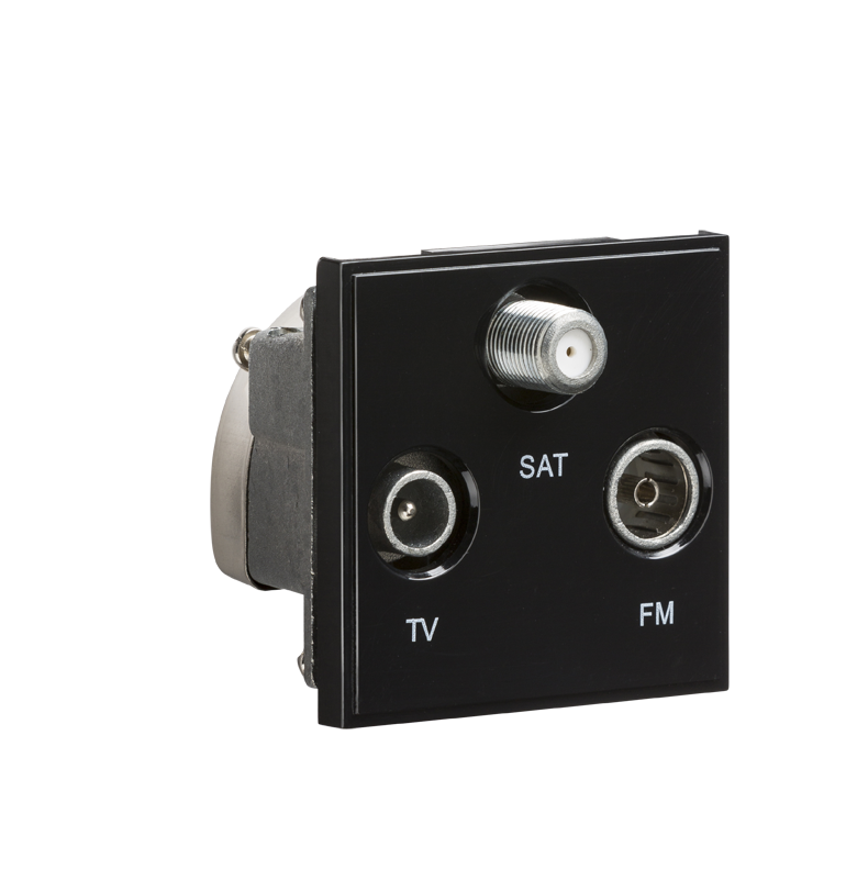 ML Accessories-NETTRIBK Triplexed TV /FM DAB/ SAT TV Outlet Module 50 x 50mm - Black