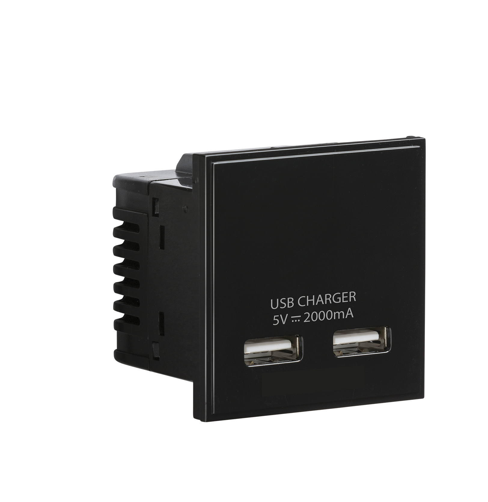 ML Accessories-NETUSBBK Dual USB charger (2A) Module 50 x 50mm - Black