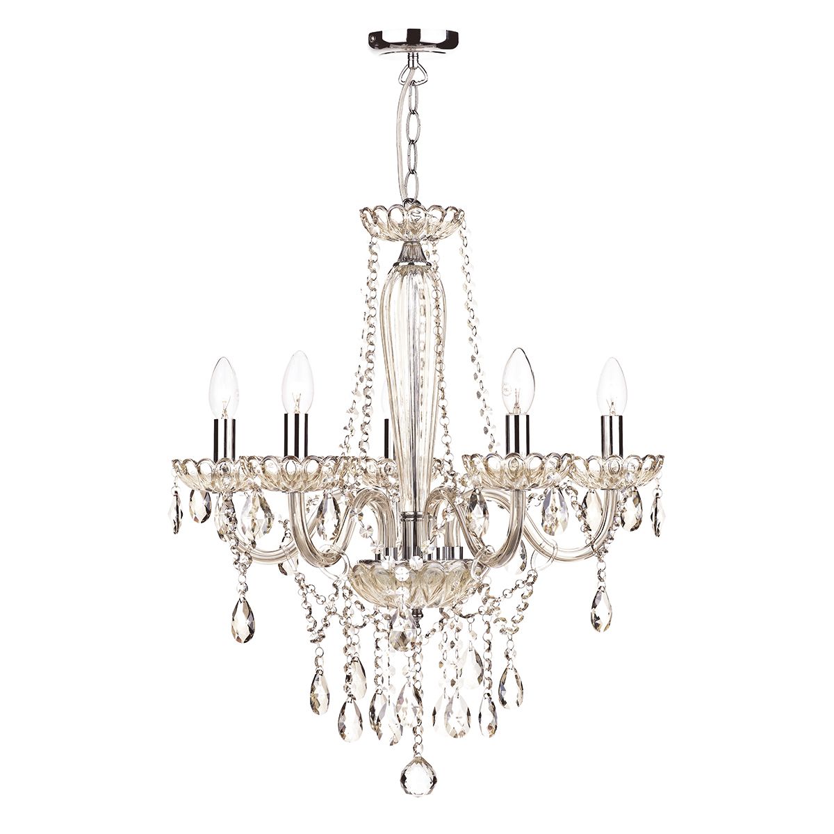 5 Light Chandelier Champagne Crystal