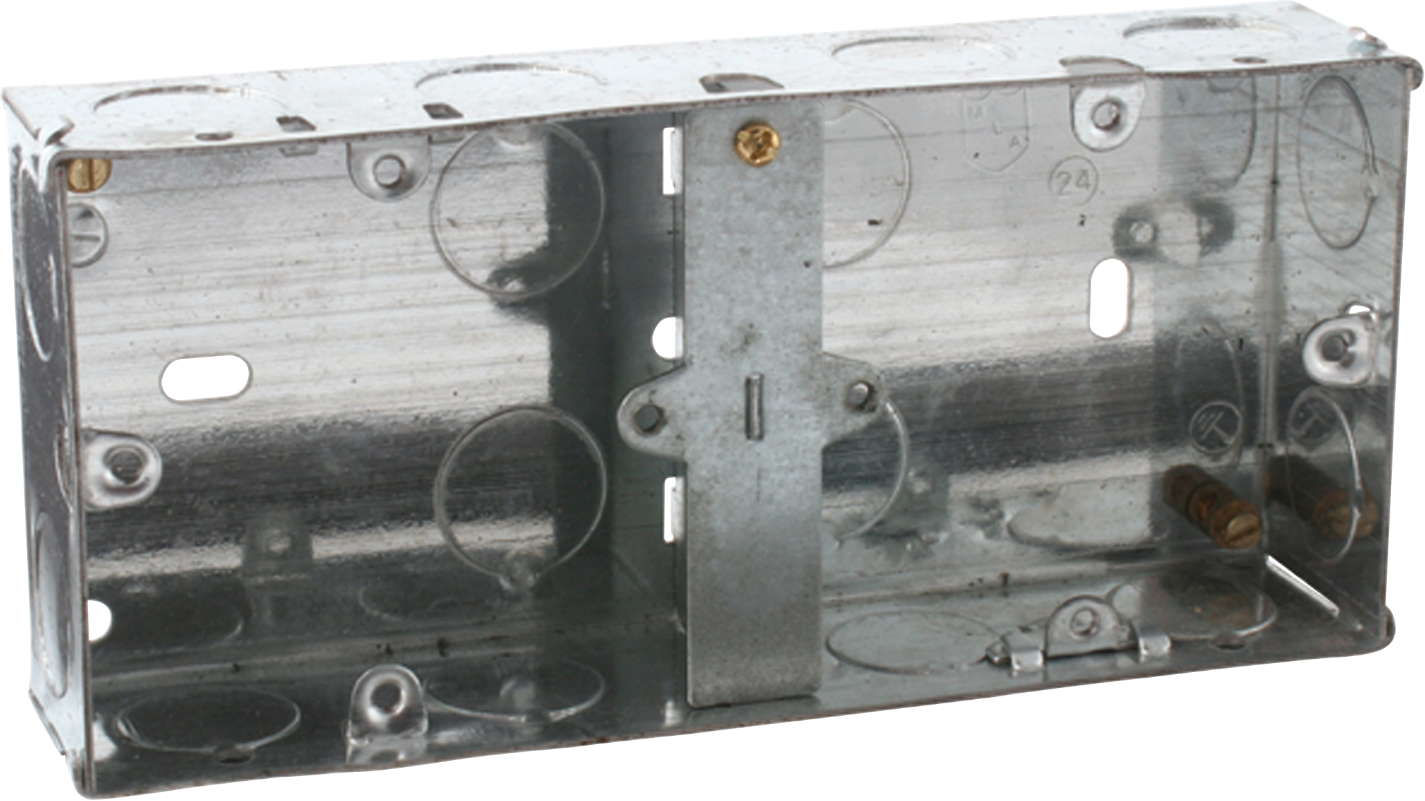 ML Accessories-SG235D 2G 35mm Dual Galvanised Steel Box with fixed lug and two brass terminals