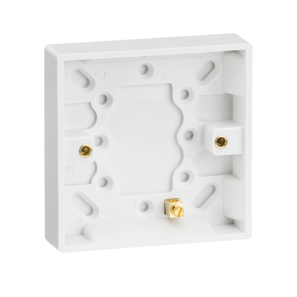 ML Accessories-SN1300 Single 16mm Pattress Box with Earth Terminal