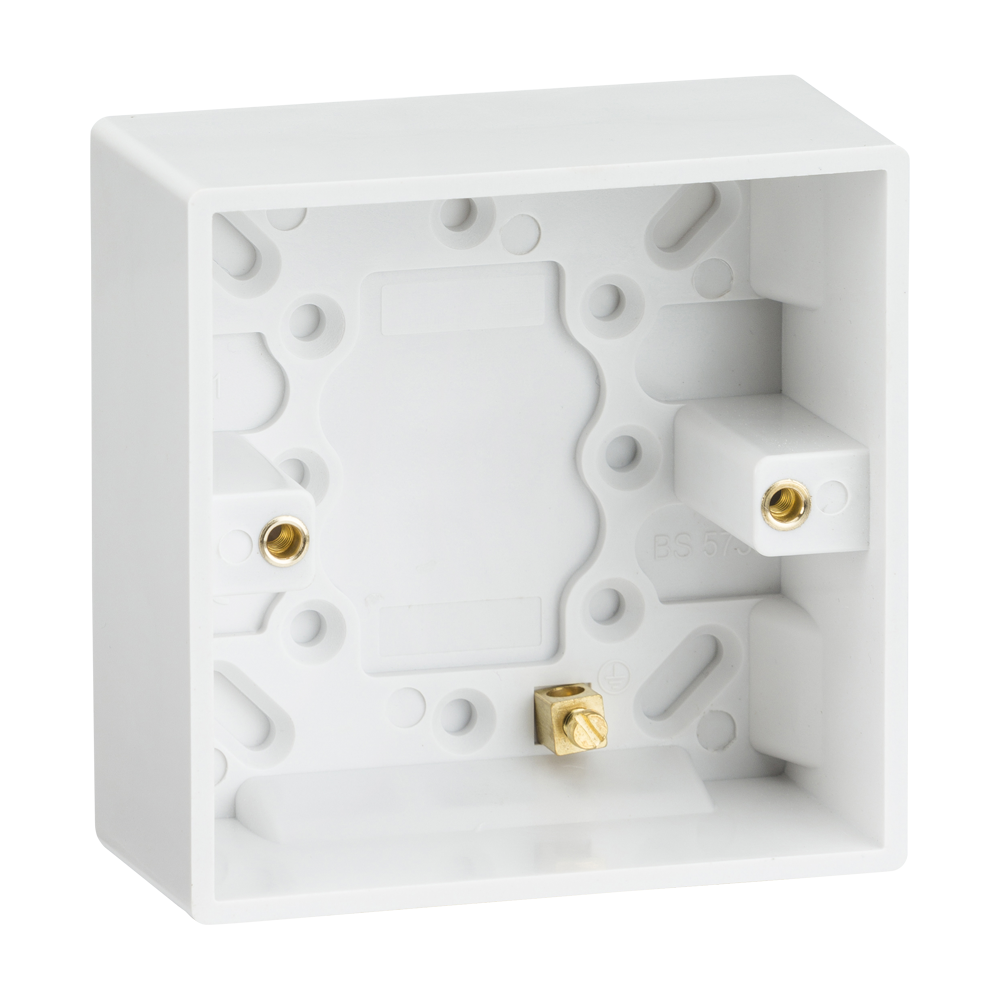 ML Accessories-SN1700 Single 35mm Pattress Box with Earth Terminal