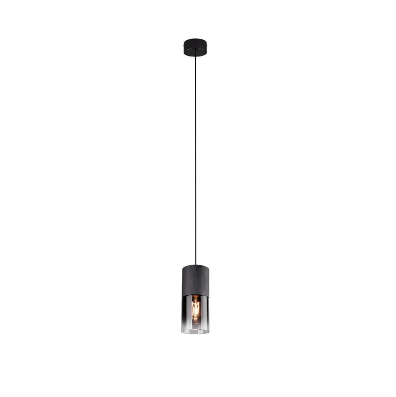 Smoked glass single pendant matt black finish