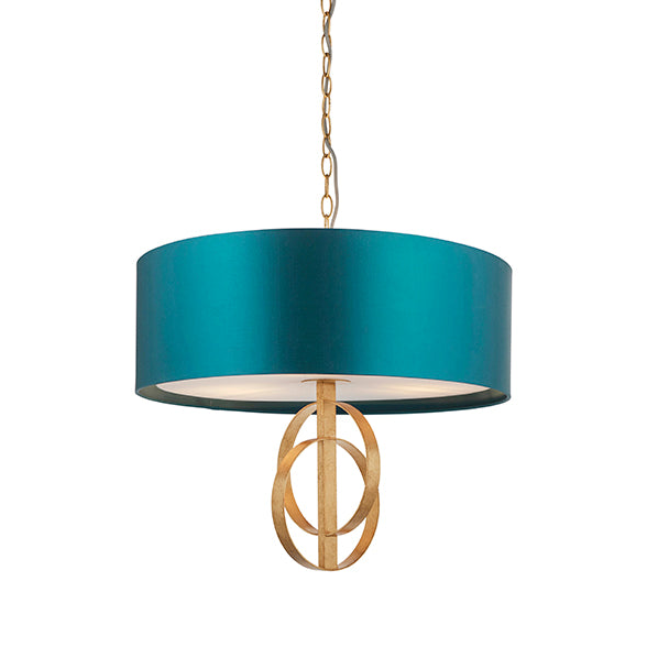 Double Hoop Gold/Silver Leaf with Large Mink/Blue Shade