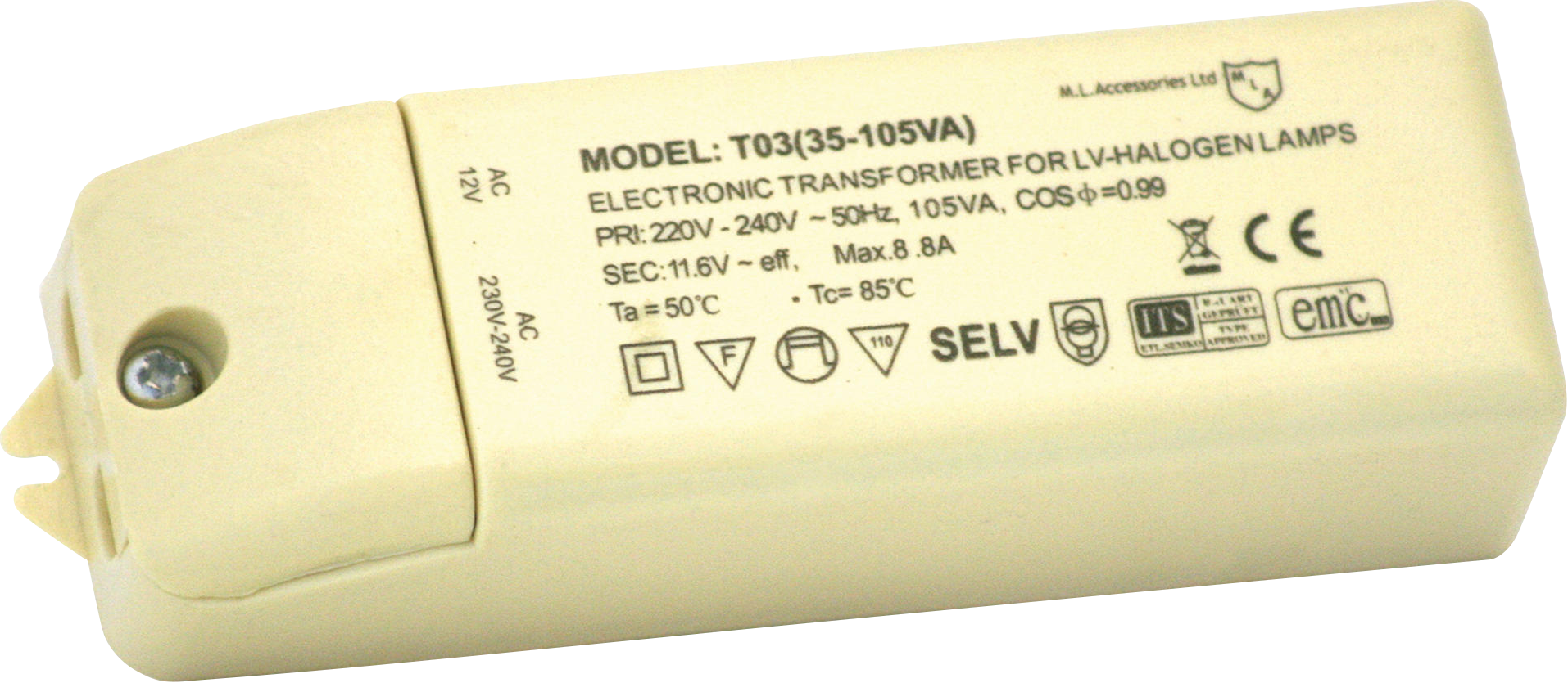 ML Accessories-T03 12V 35-105W Dimmable Transformer
