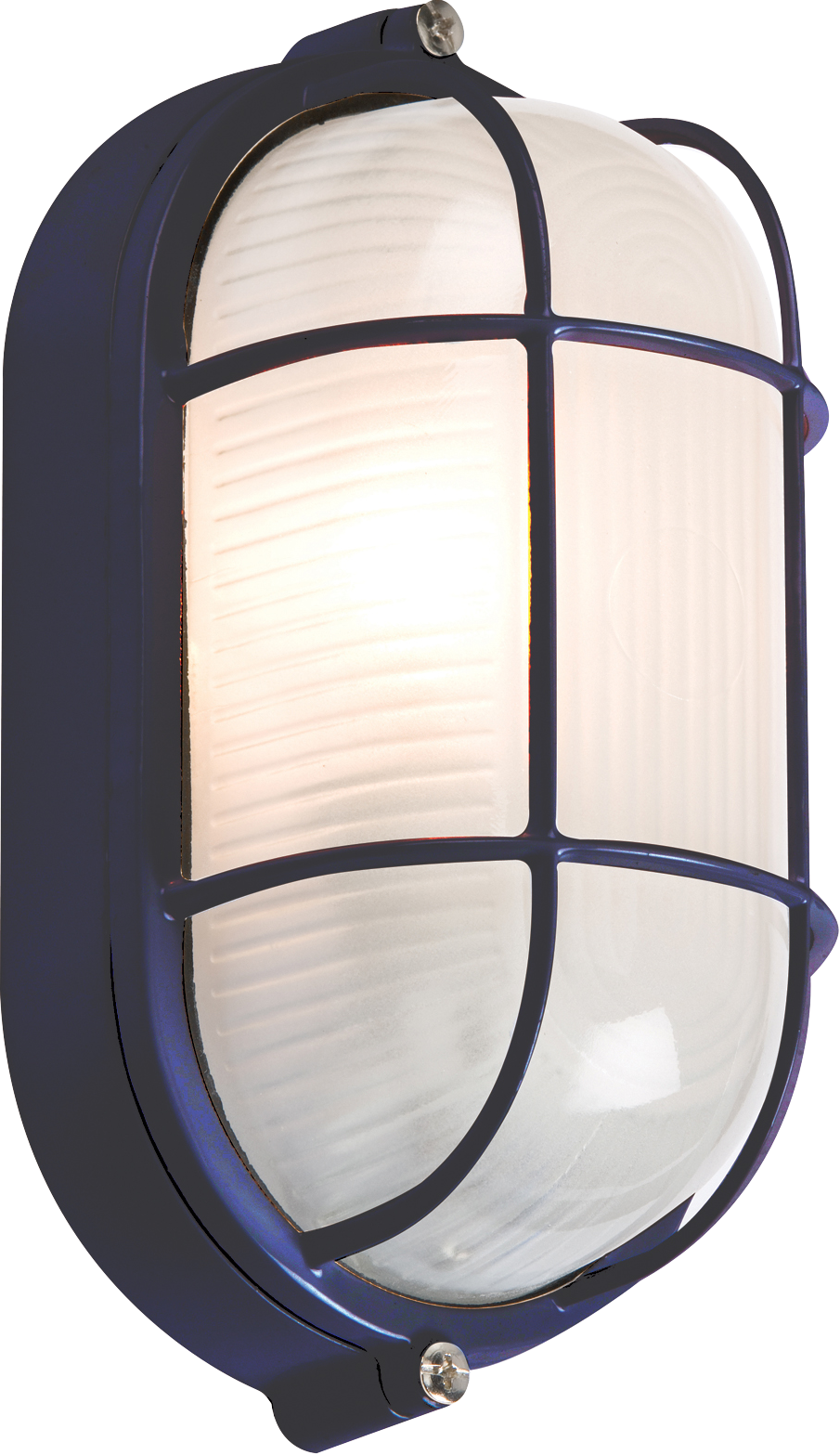 ML Accessories-TPOV60B 230V IP54 60W Black Oval Bulkhead with wire Guard and Glass Diffuser