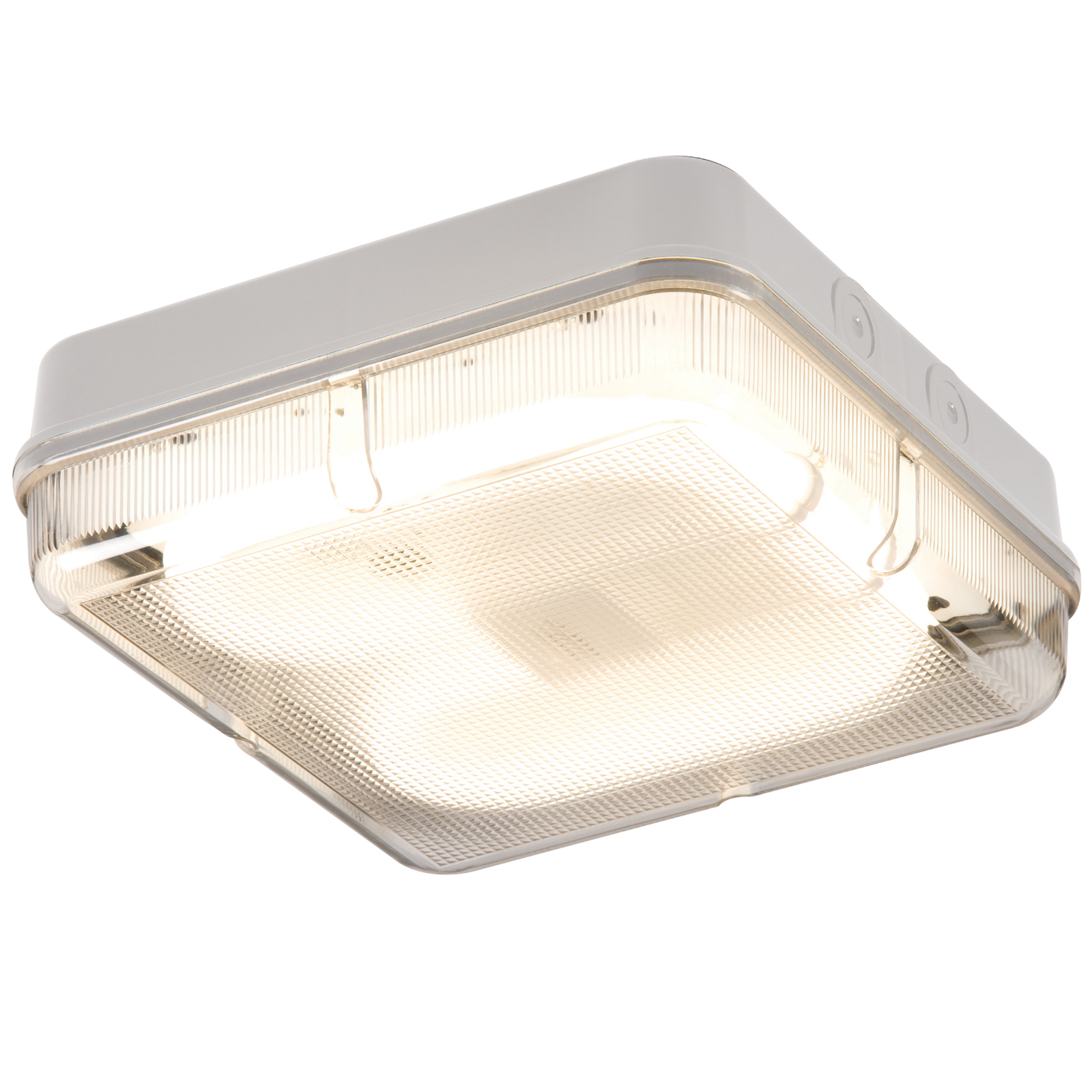 ML Accessories-TPS28WPHF IP65 28W HF Square Bulkhead with Prismatic Diffuser and White Base