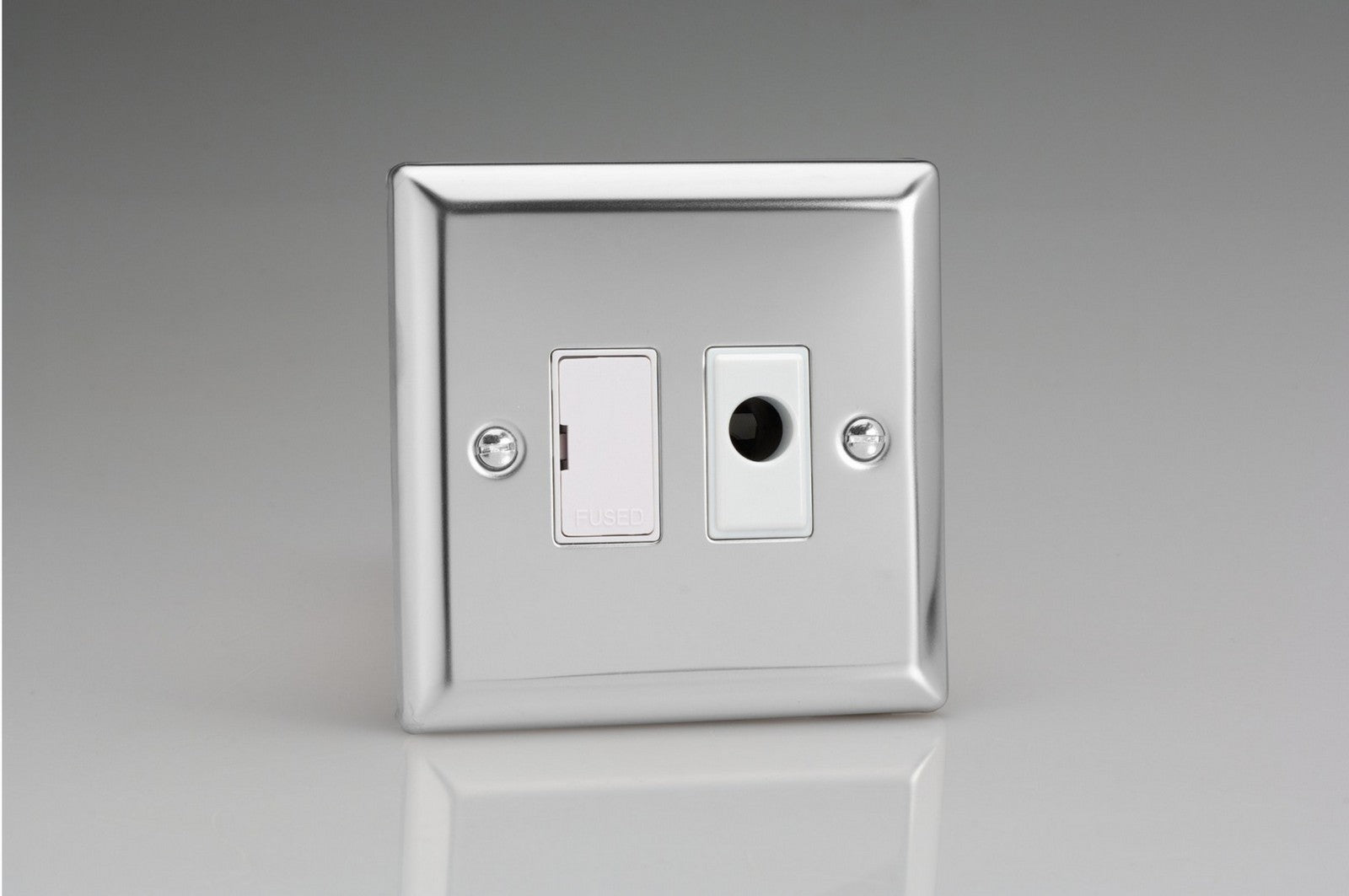 Varilight XC6UFOW Classic Mirror Chrome 13A Unswitched Fused Spur + Flex Outlet