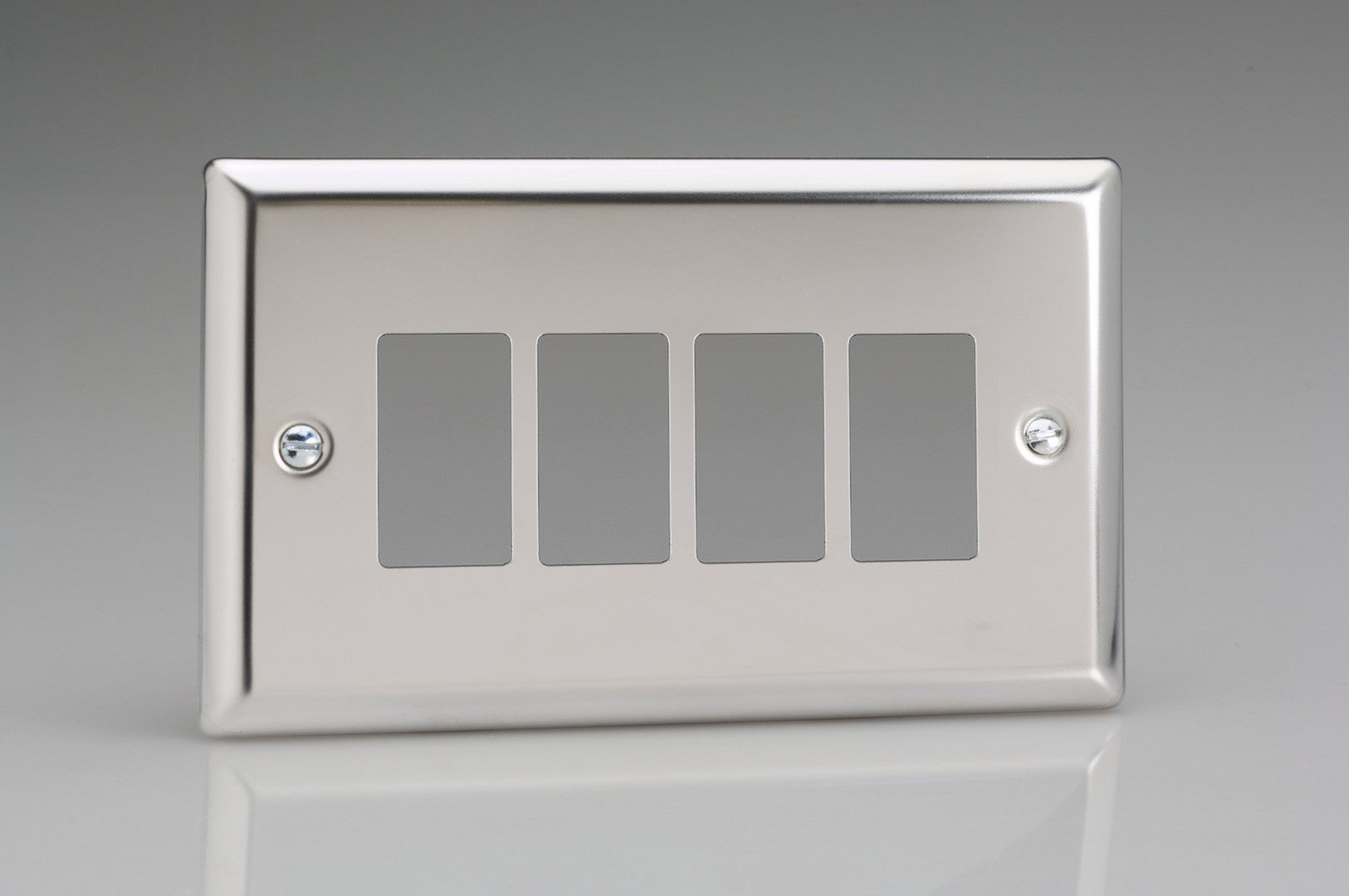 Varilight XCPGY4 PowerGrid Classic Mirror Chrome 4-Gang PowerGrid Plate including Yoke (Twin Plate)