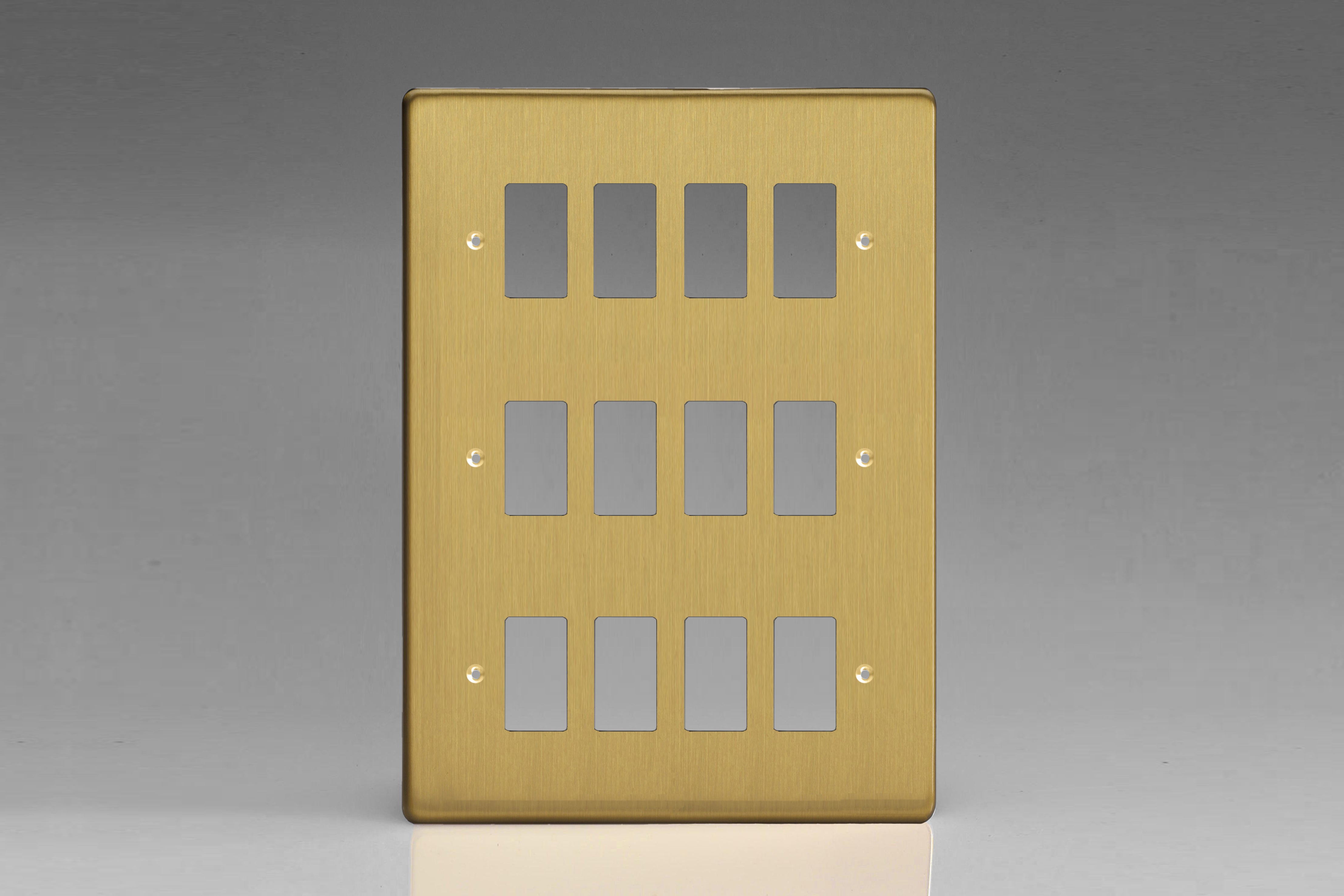 Varilight XDBPG12 PowerGrid Brushed Brass 12-Gang Grid Plate (Triple Twin Plate)