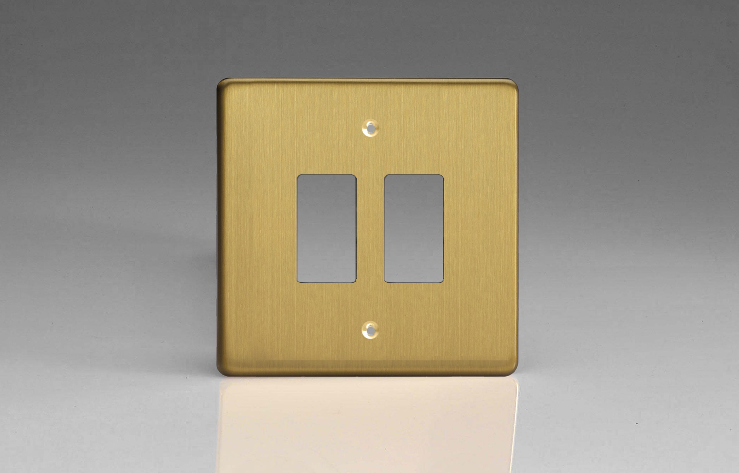 Varilight XDBPG2 PowerGrid Brushed Brass 2-Gang Grid Plate (Single Plate)