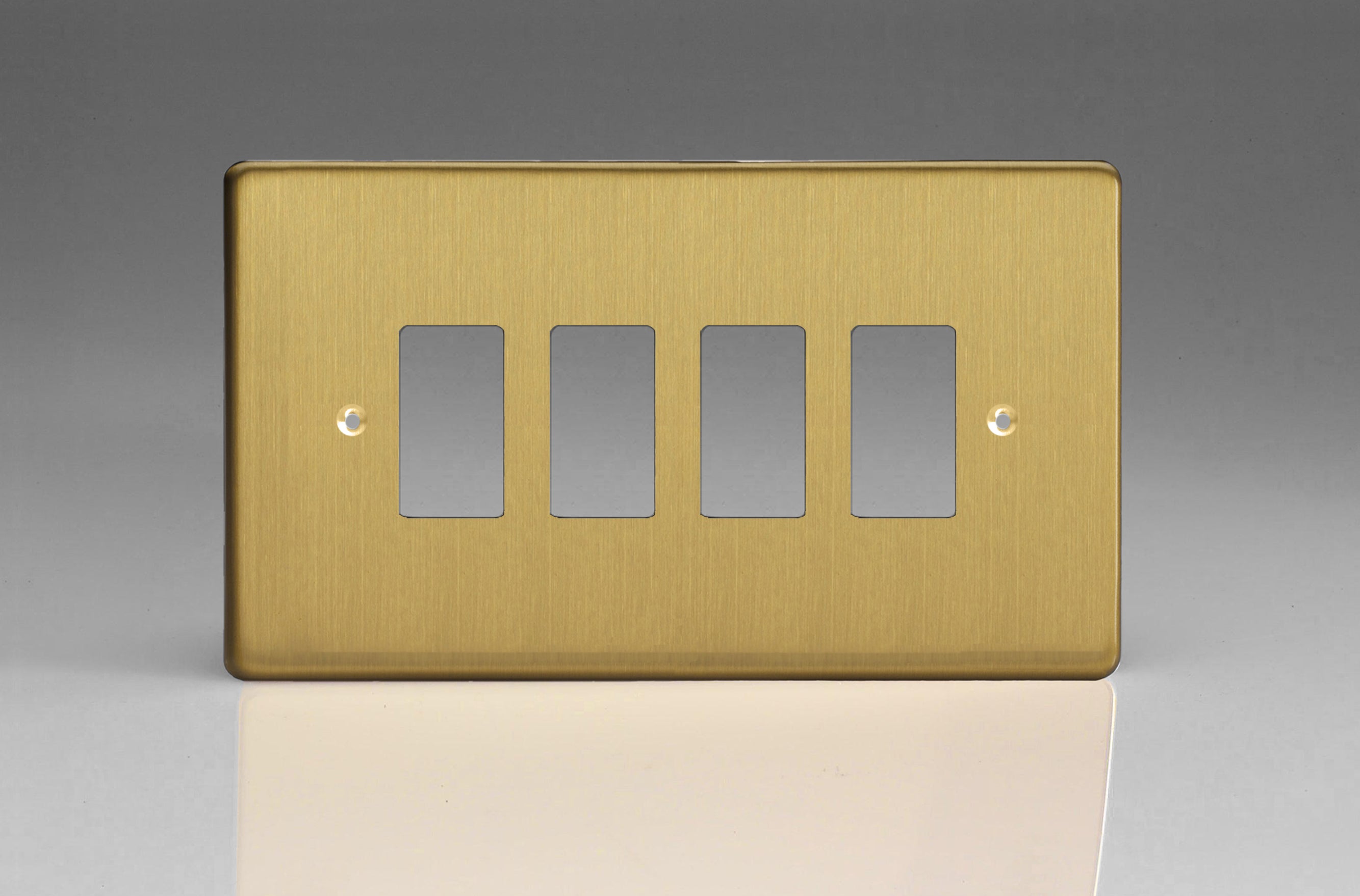 Varilight XDBPG4 PowerGrid Brushed Brass 4-Gang Grid Plate (Twin Plate)