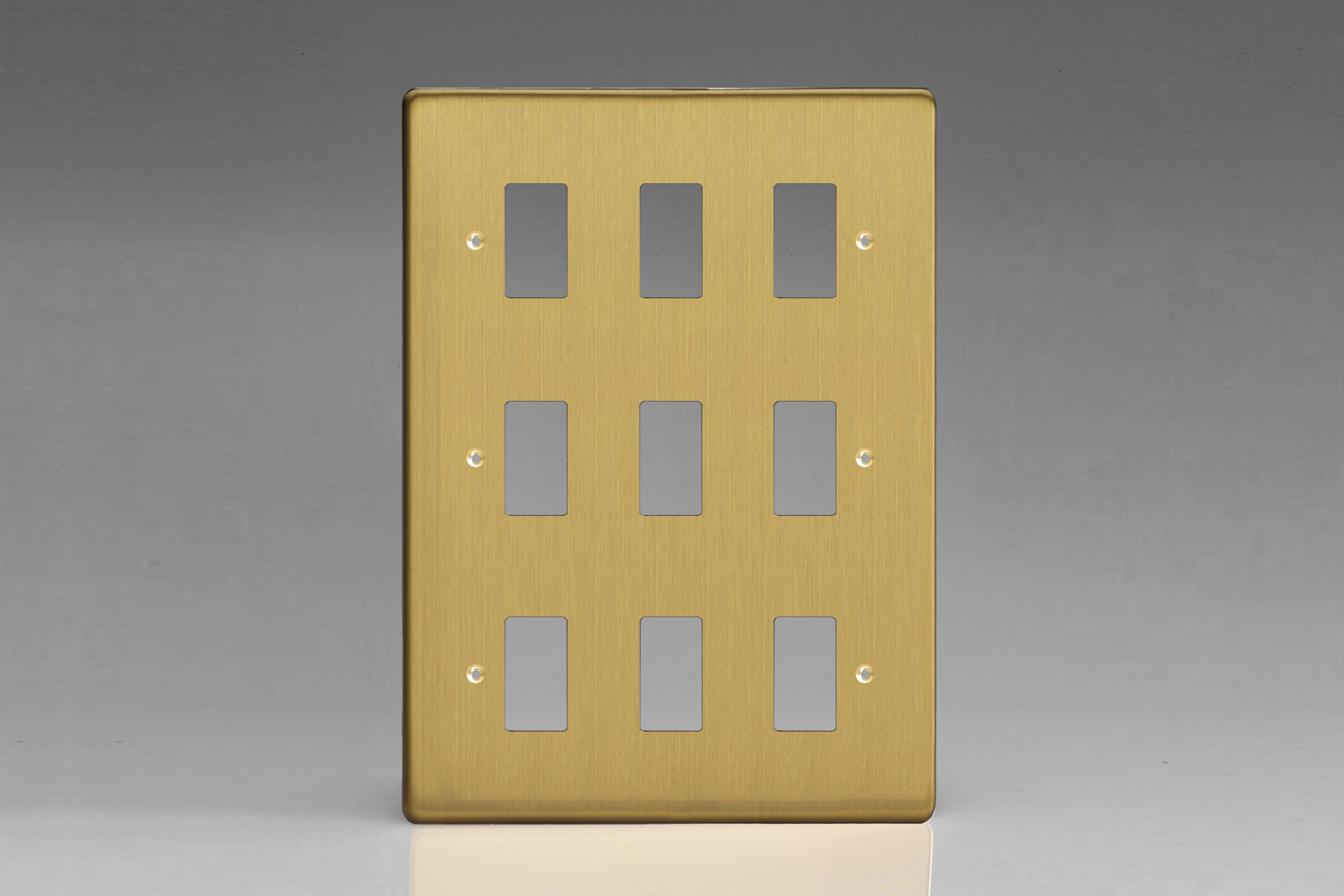 Varilight XDBPG9 PowerGrid Brushed Brass 9-Gang Grid Plate (Triple Twin Plate)