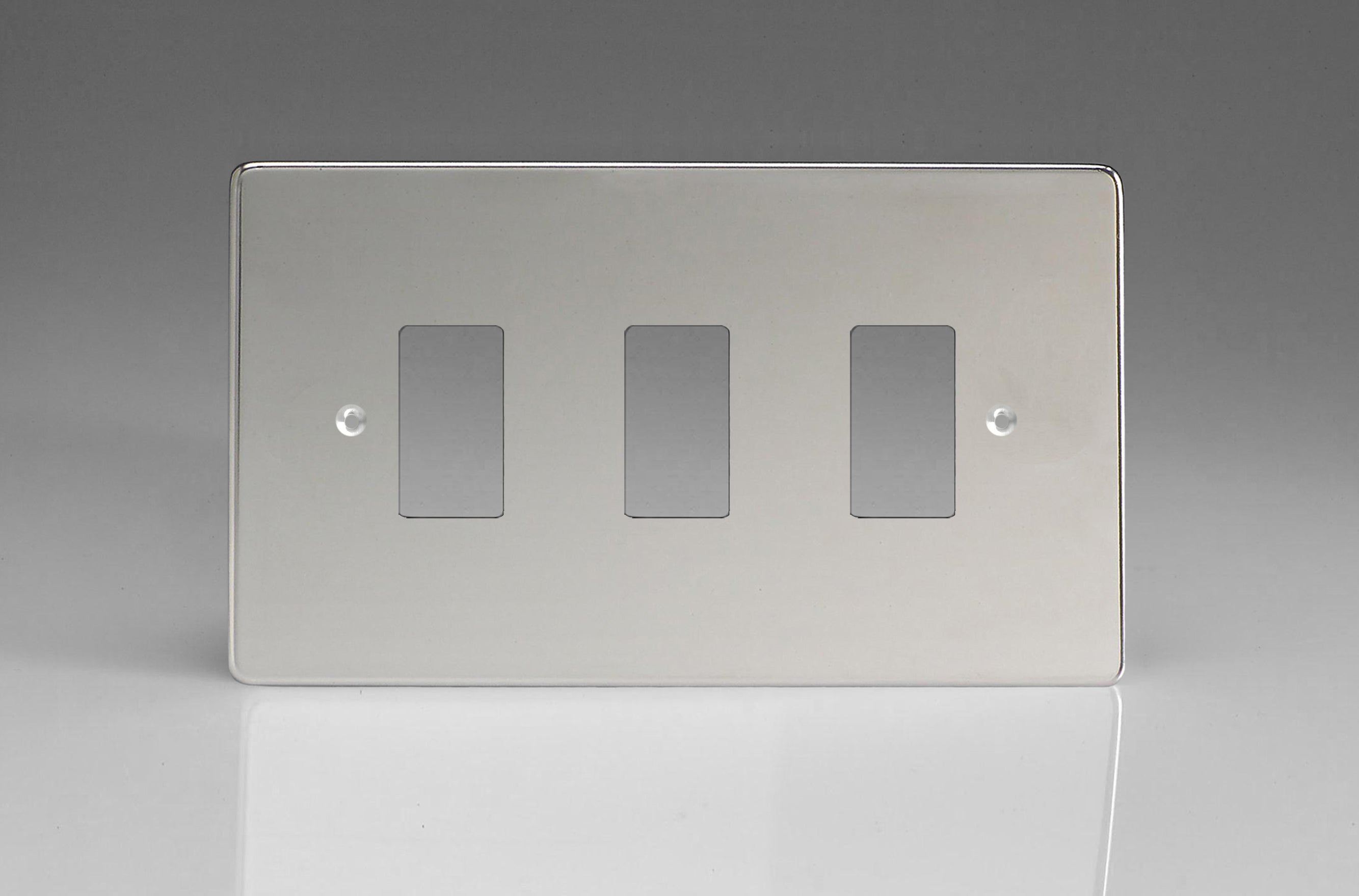 Varilight XDCPG3 PowerGrid Polished Chrome 3-Gang Grid Plate (Twin Plate)