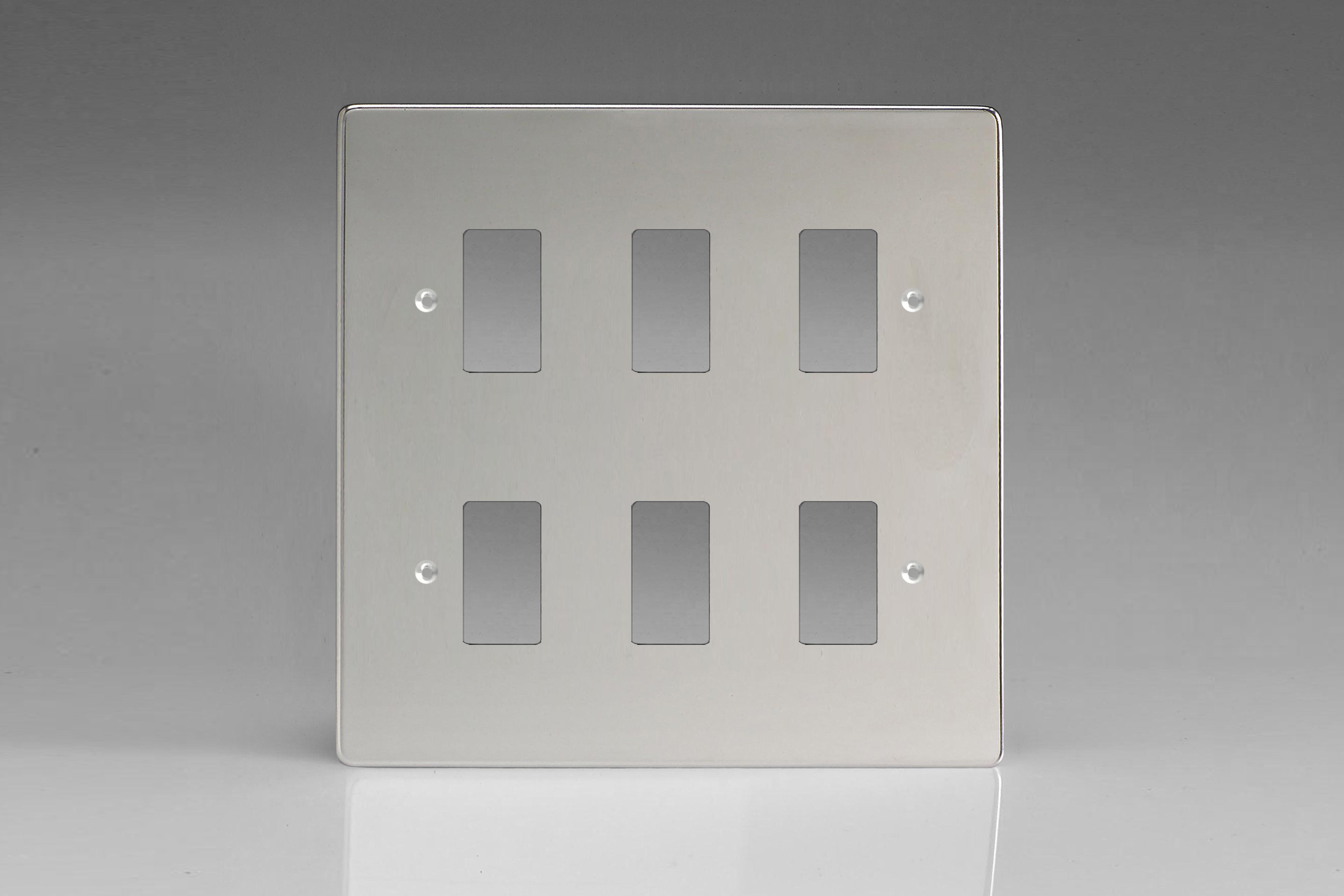 Varilight XDCPG6 PowerGrid Polished Chrome 6-Gang Grid Plate (Double Twin Plate)