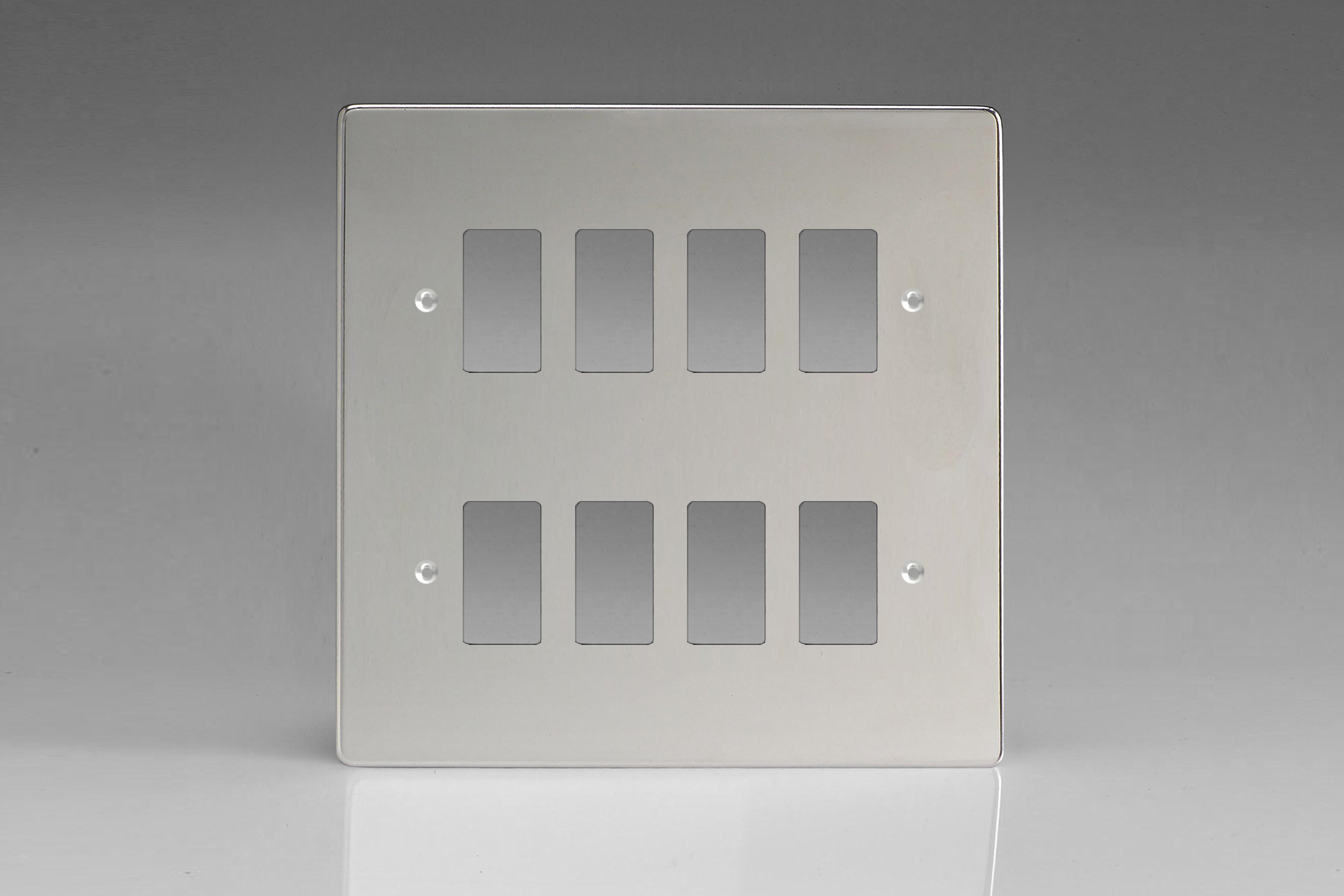 Varilight XDCPG8 PowerGrid Polished Chrome 8-Gang Grid Plate (Double Twin Plate)