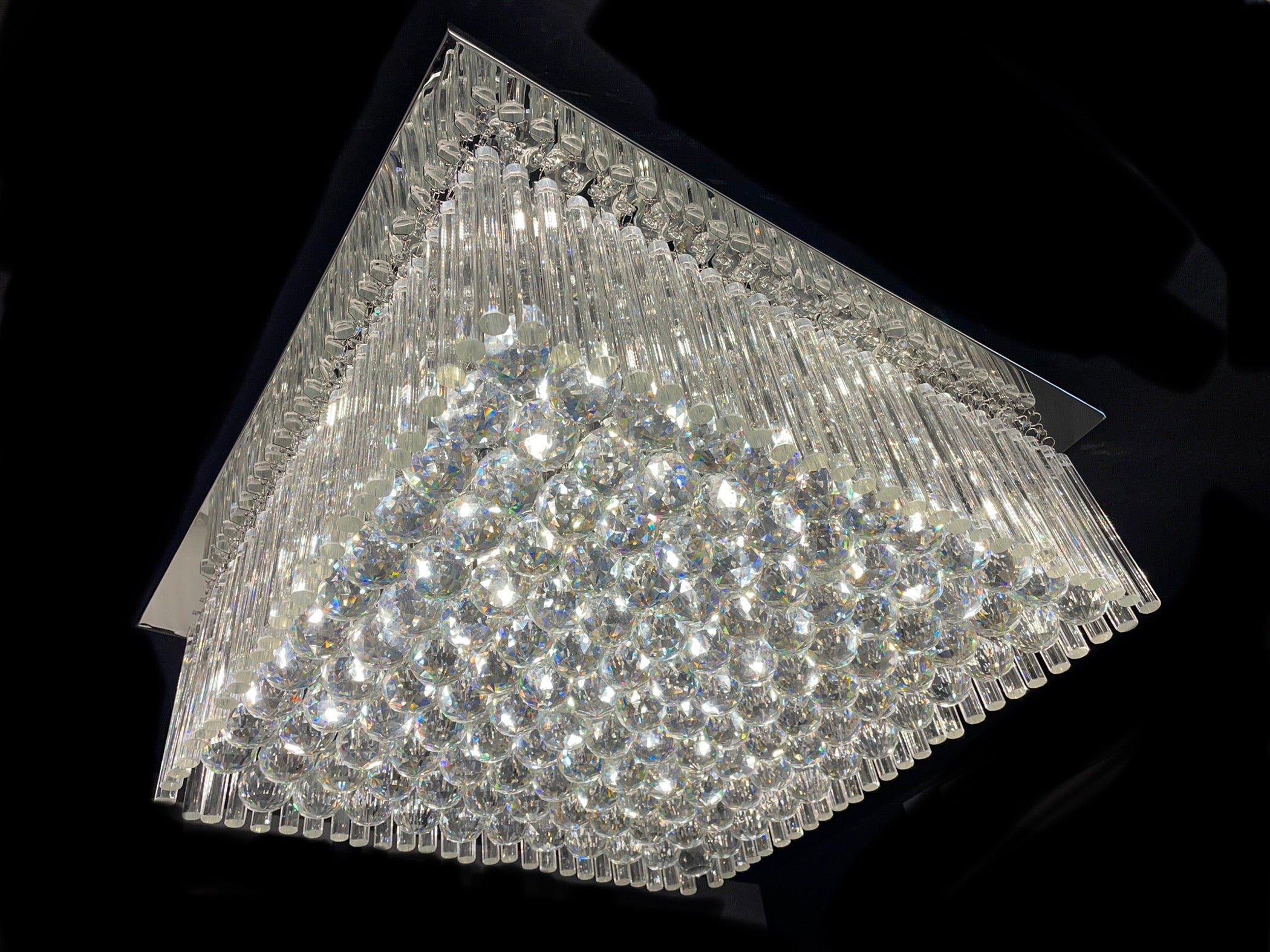 8 Light Square Crystal Flush