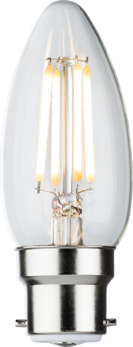 230V 4W LED BC Clear Candle Filament Lamp 2700K Dimmable