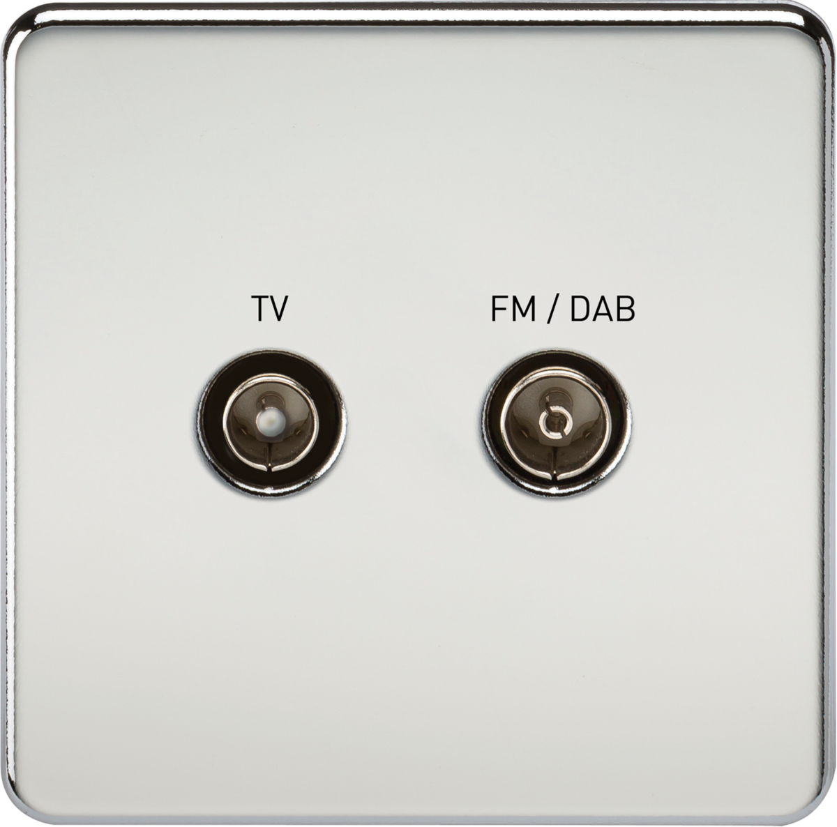 Screwless Screened Diplex Outlet (TV and FM DAB) - Polished Chrome