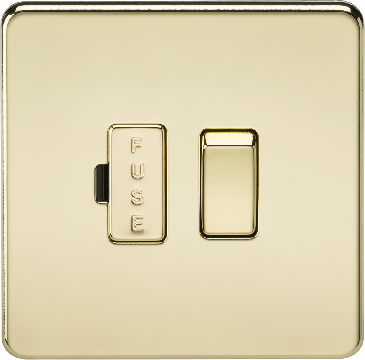 Screwless 13A Switched Fused Spur Unit - Polished Brass